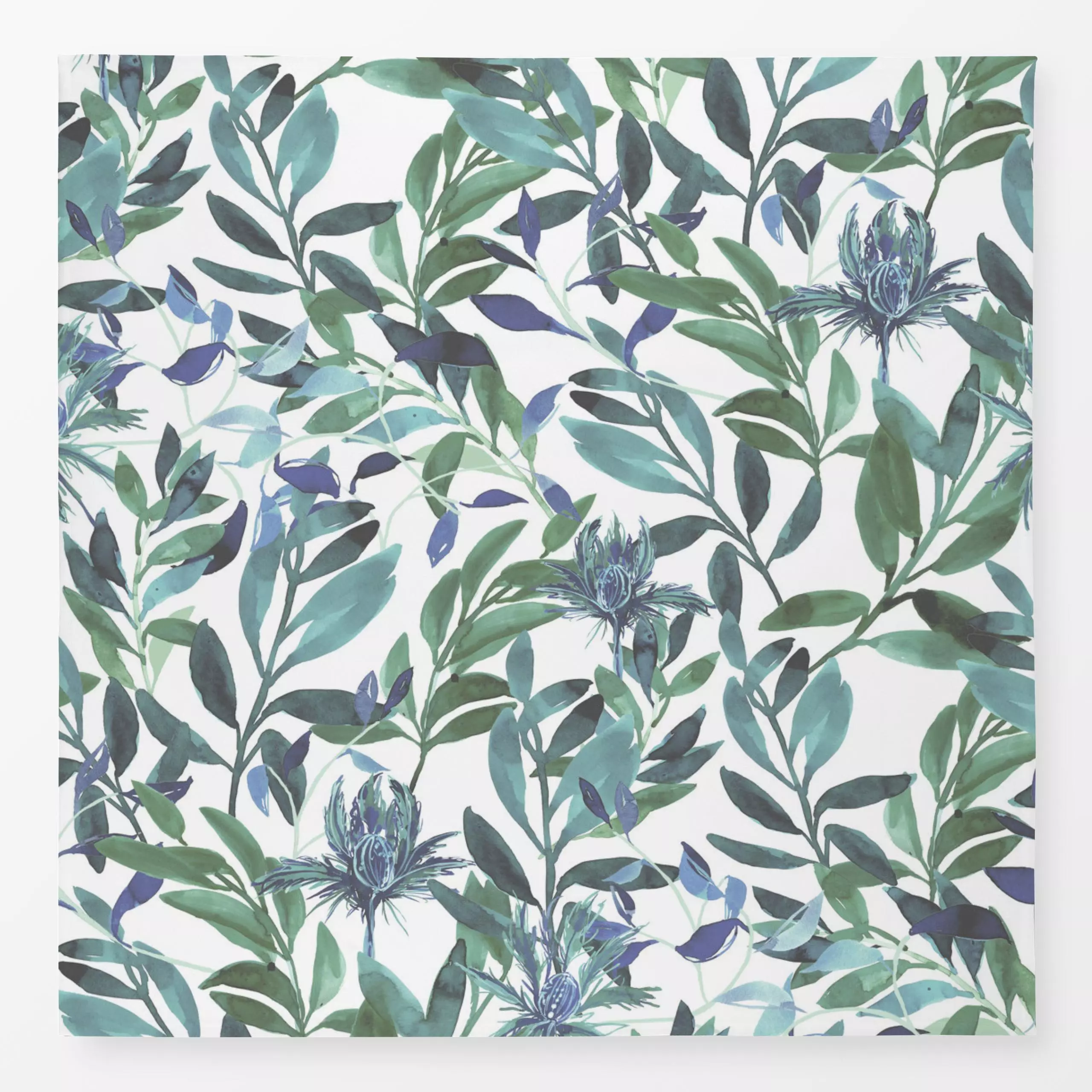 Tischdecke Distel Watercolor - Blumen & Florales, Pflanzen & Botanik - von „Danii Pollehn"; Blätter, Wildblumen, leaves, Aqu...