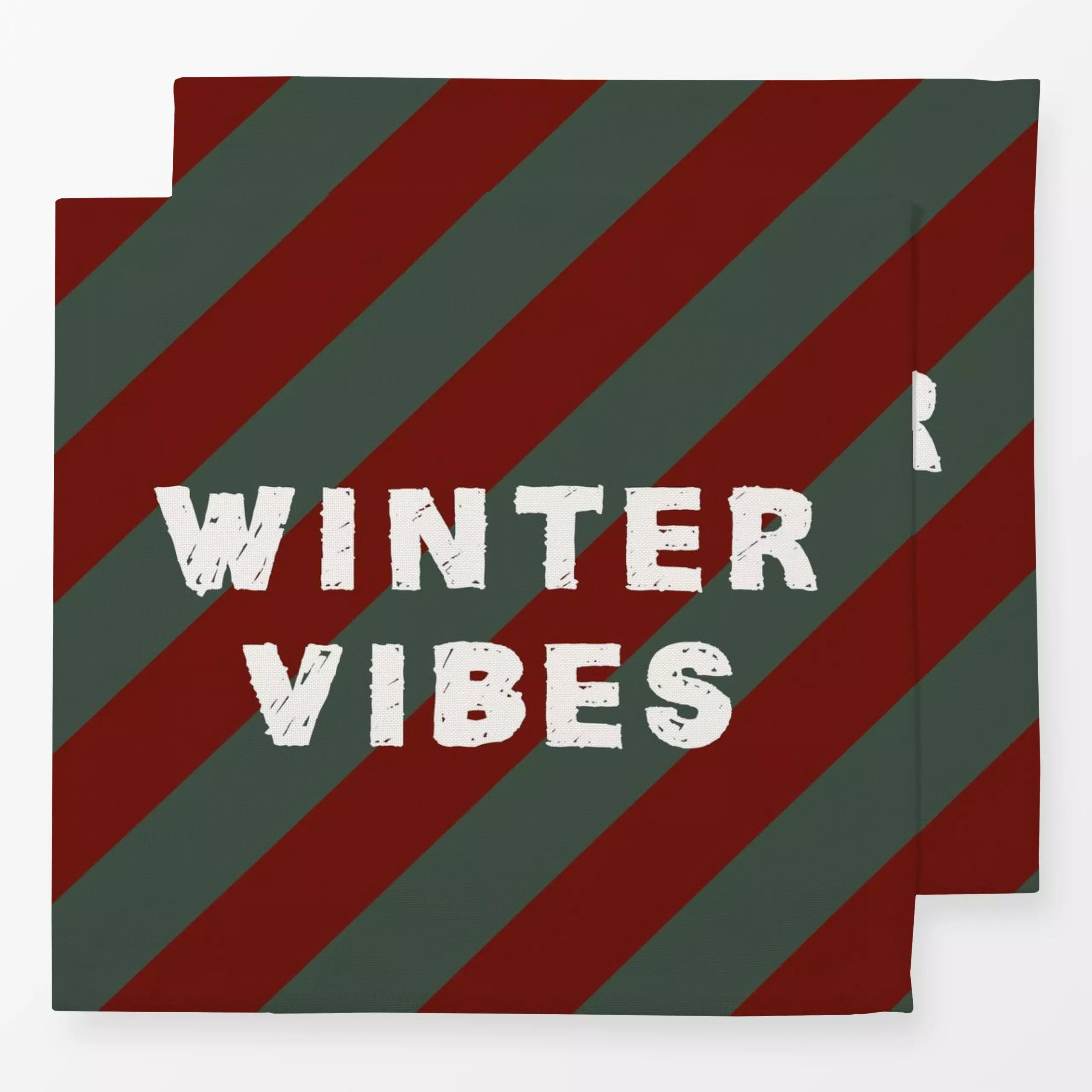 Servietten Winter Vibes Stripes Red - Weihnachten, Anlässe - von „Kruth Design"; Streifen, Zitate und Slogans, Weihnachten, ...