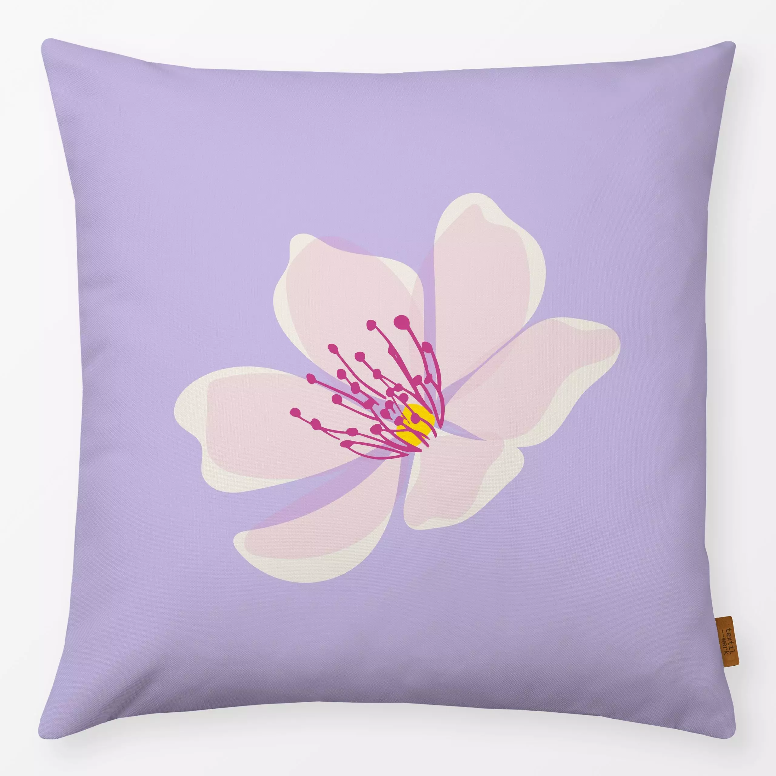 Kissen Kirschblüte lila 2 - Blumen & Florales, Frühling, Ostern - von „Carolin Vonhoff"; Blumen, Blüten, pink, minimalistisc...