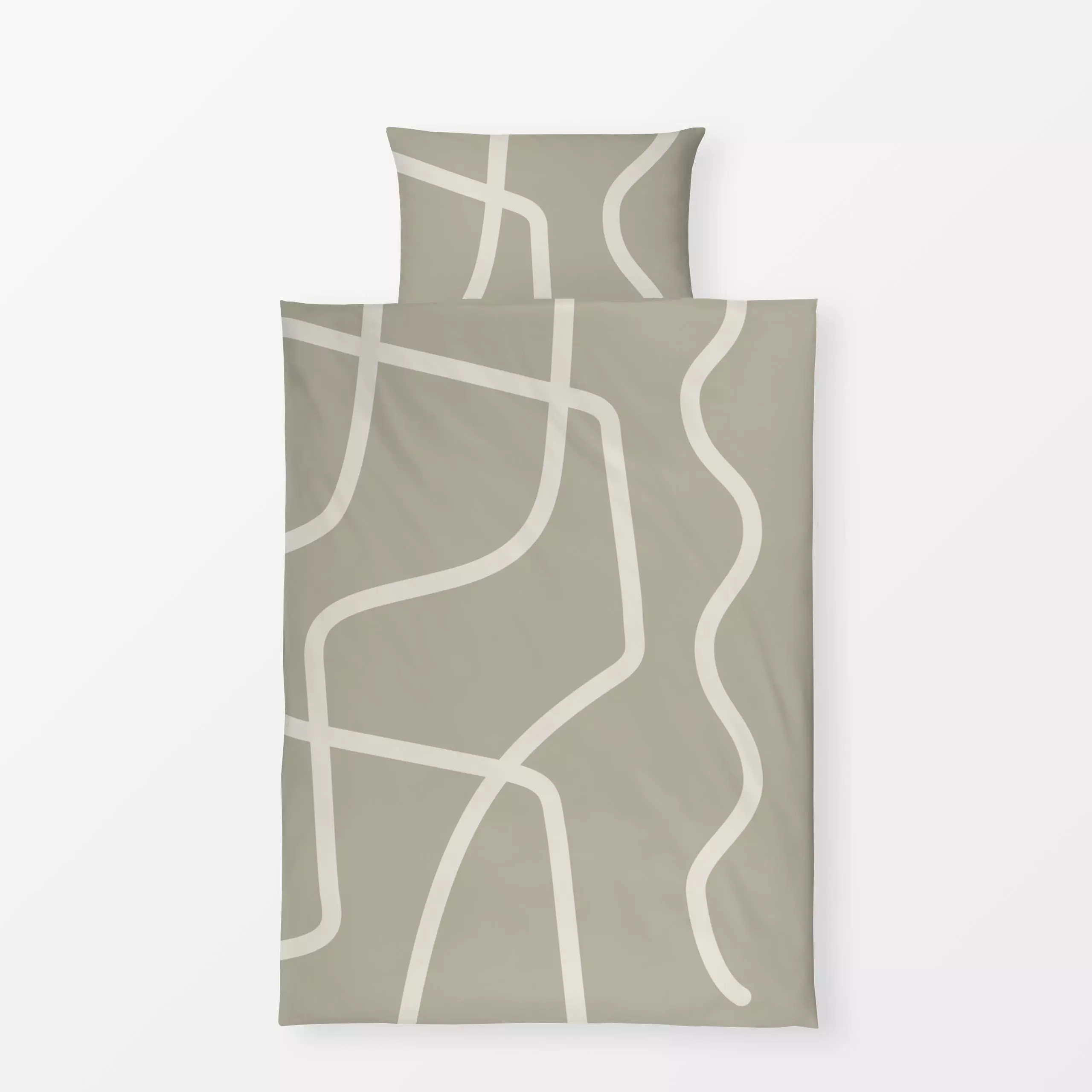 Bettwäsche Linear composition Olive 1 - Symbole & Muster, Retro & Vintage - von „Nouveau Prints"; Linien, Minimalismus, Scan...