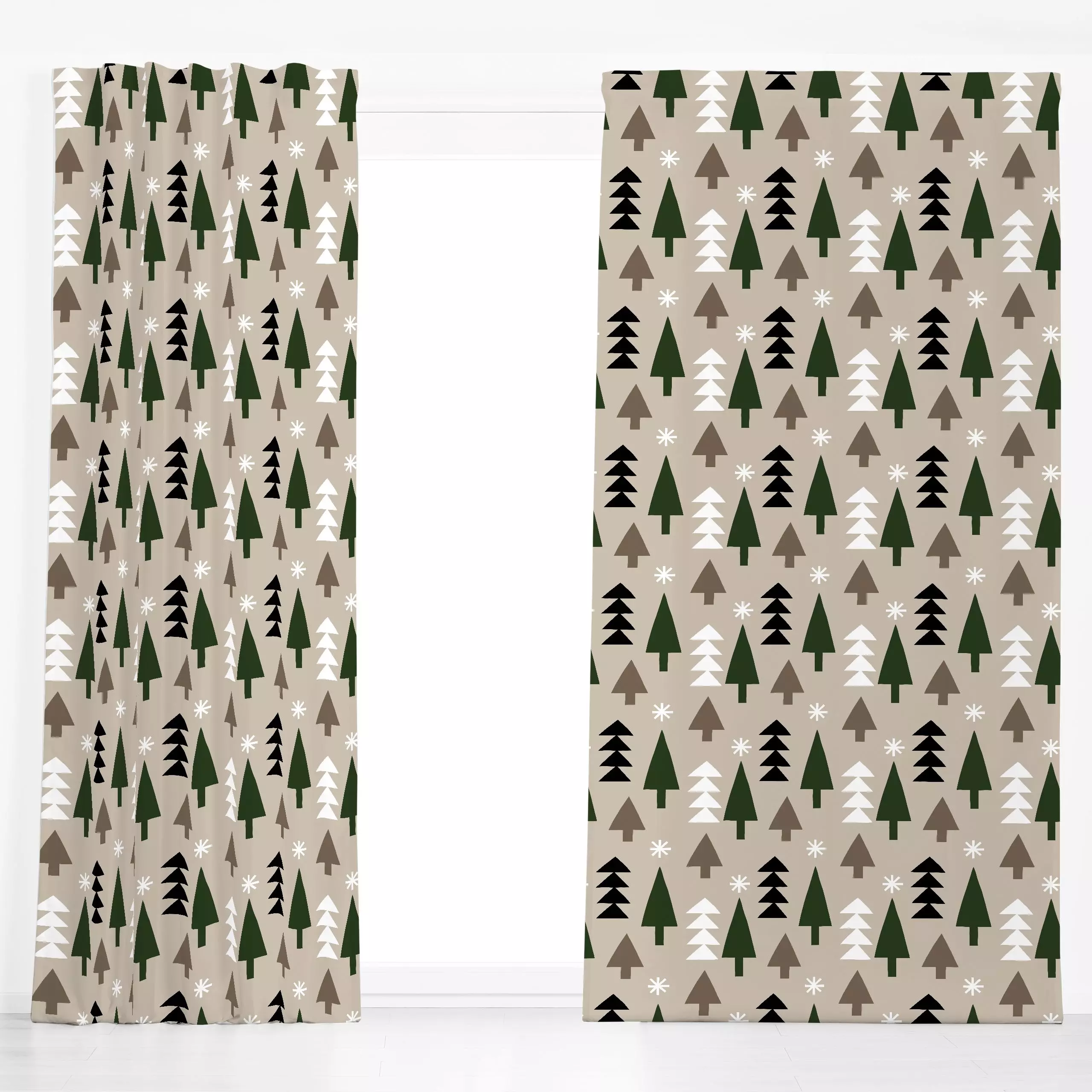 Dekovorhang Winterfreuden - Natur & Landschaft, Winter, Symbole & Muster - von „Lisa Jasmin Bauer"; Weihnachtsbaum, Weihnach...