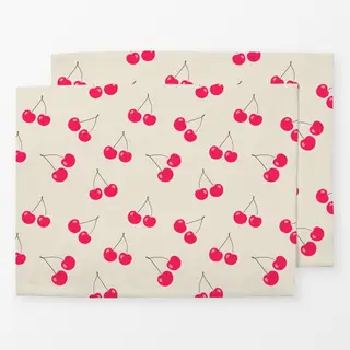 Tischset Kirschenmuster creme