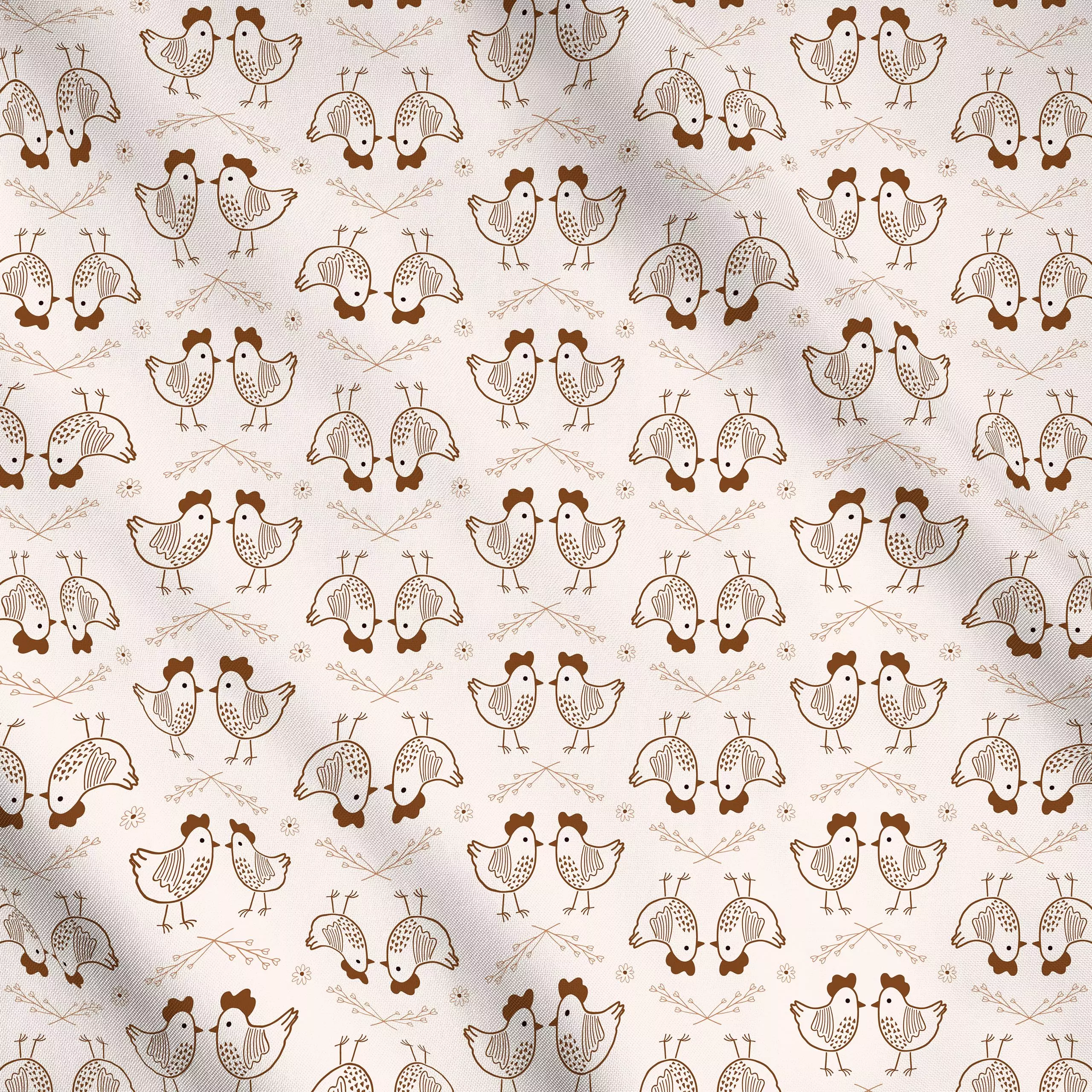 Meterware Cute Chicken brown beige, Tiere, gemustert, von Kathrin Woo
