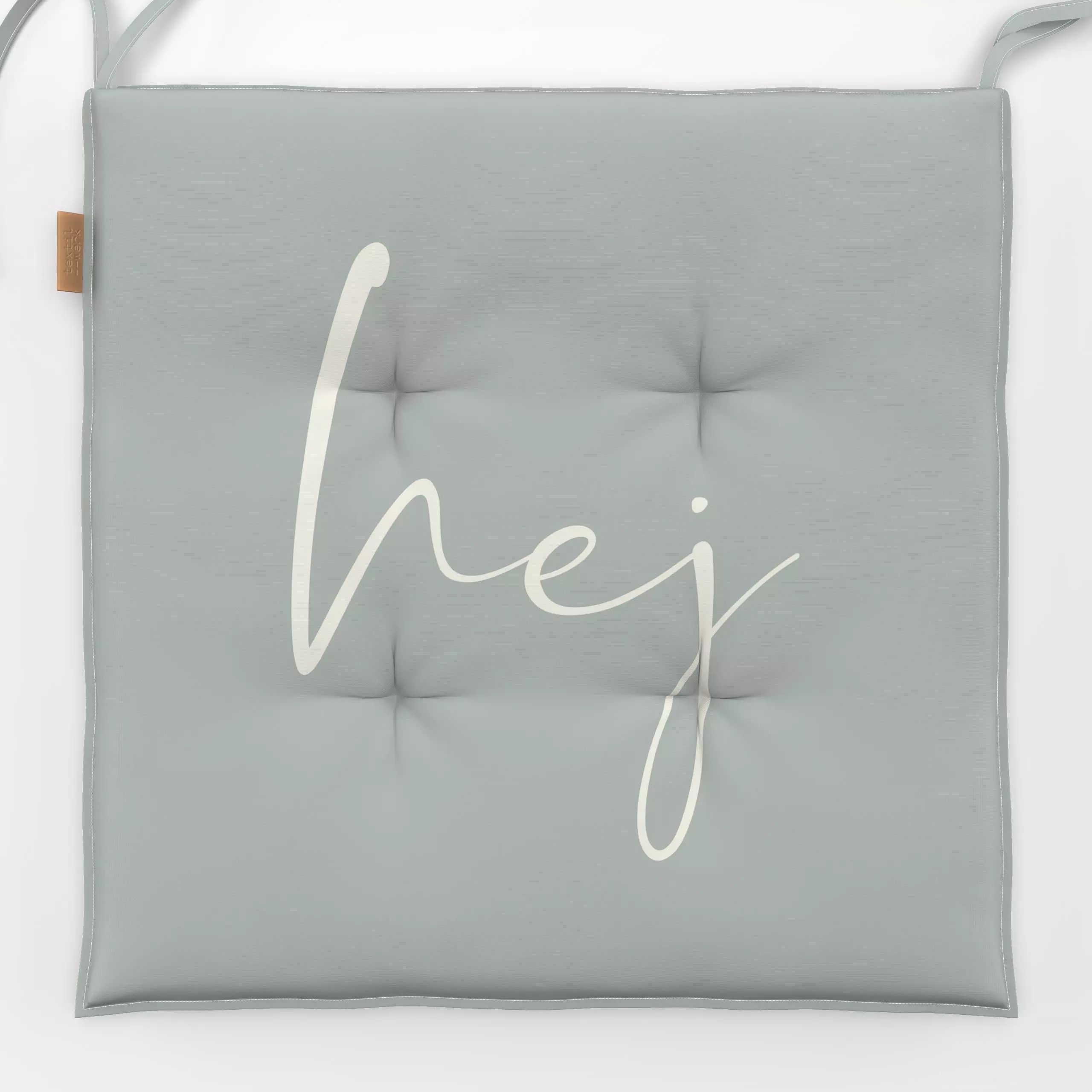 Sitzkissen hej Salbei Grün mit Creme - Sommer, Sprüche & Schriftzüge, Symbole & Muster - von „Monika Strigel"; minimal, skan...