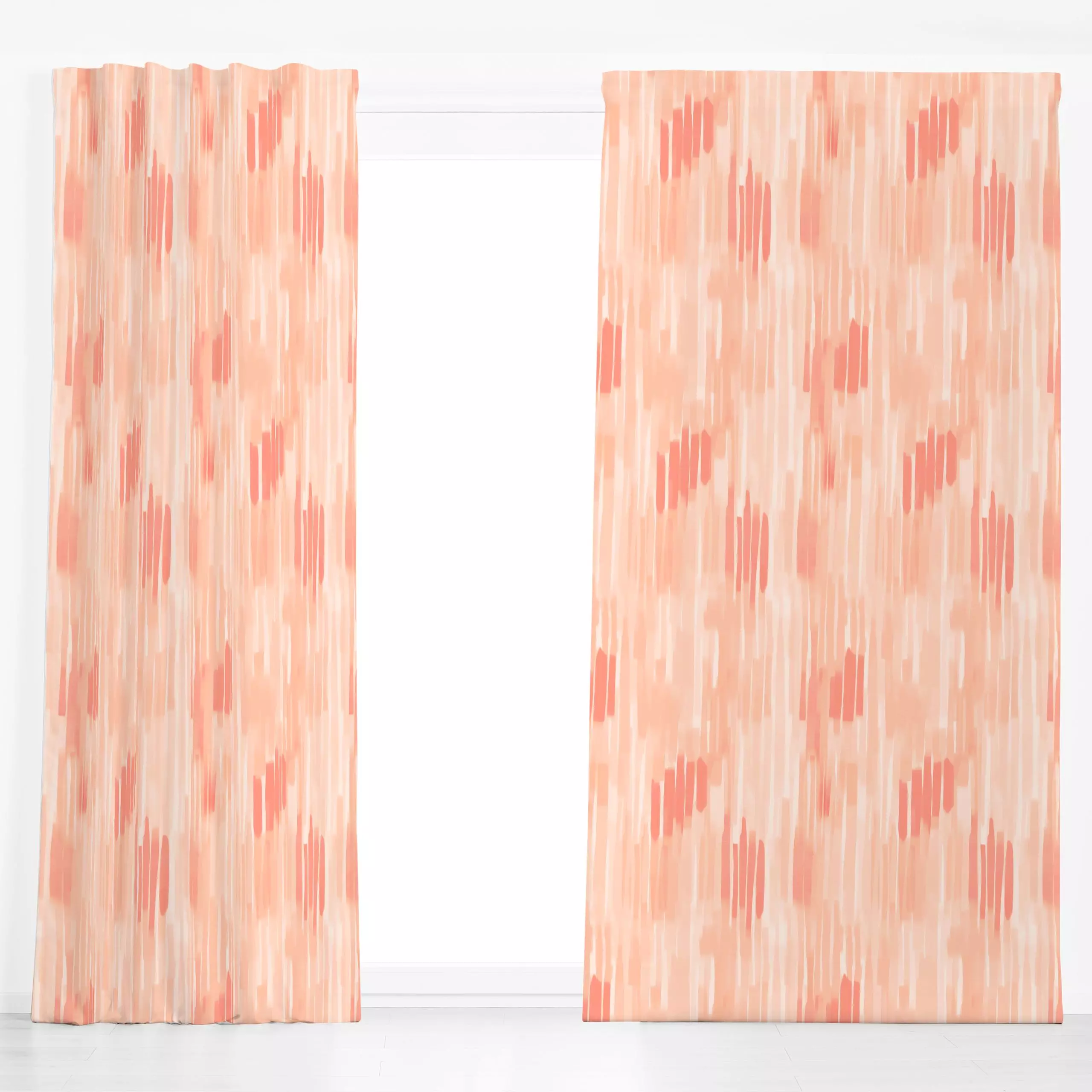 Dekovorhang Peach Fuzz Paint Strokes - Symbole & Muster - von „Andrea Haase"; Textur, abstrakt, Pastell, warm, Pfirsich, mar...
