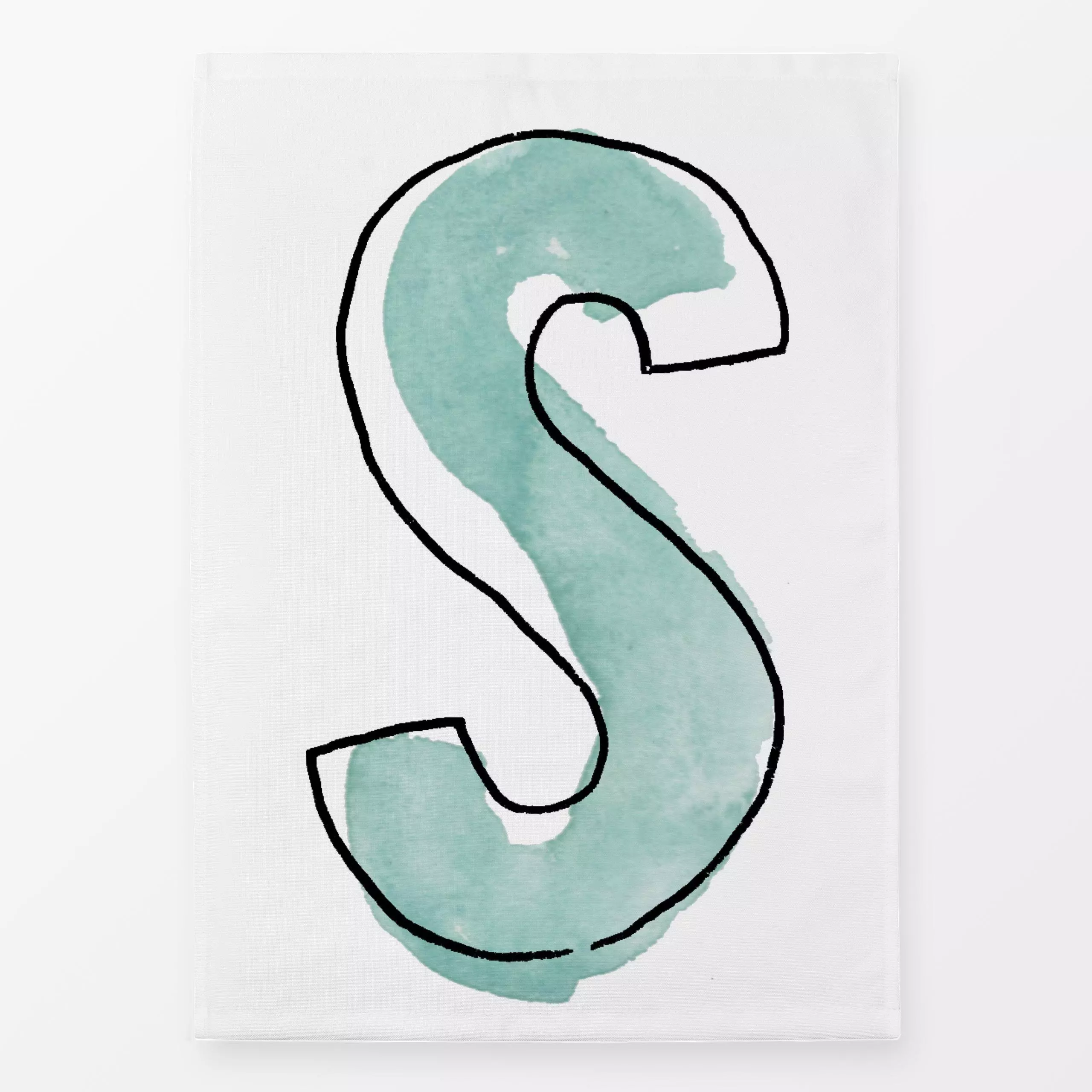 Geschirrtücher S Buchstabe mint - Kinderzimmer & Motive für Kinder, Sprüche & Schriftzüge - von „brushmeetspaper"; Wasserfar...