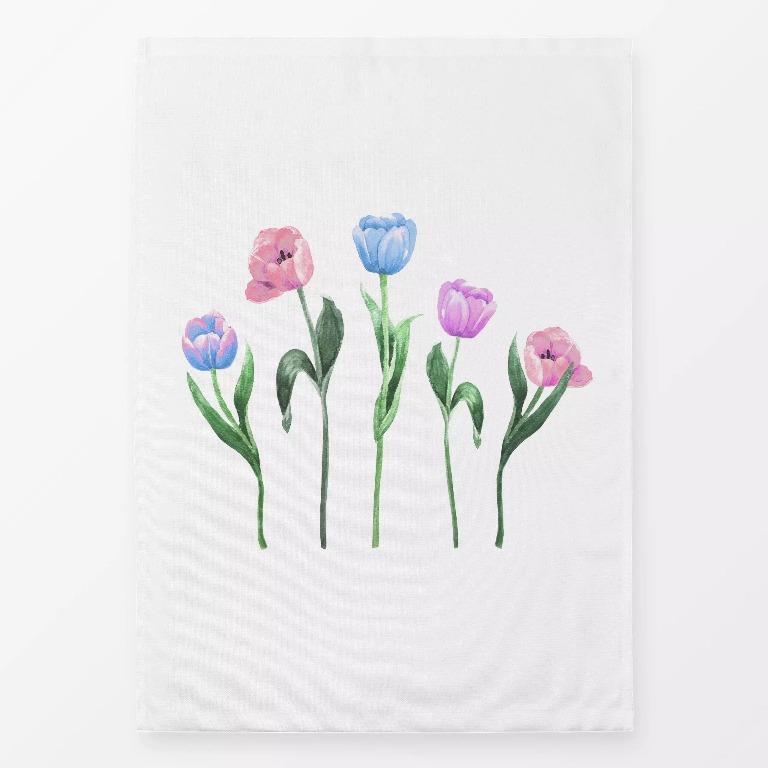 Geschirrtücher Blue Spring Tulips - Blumen & Florales, Frühling - von „Karen Menzenbach"; rosa, Blumen, Tulpen, Blüten, blau...