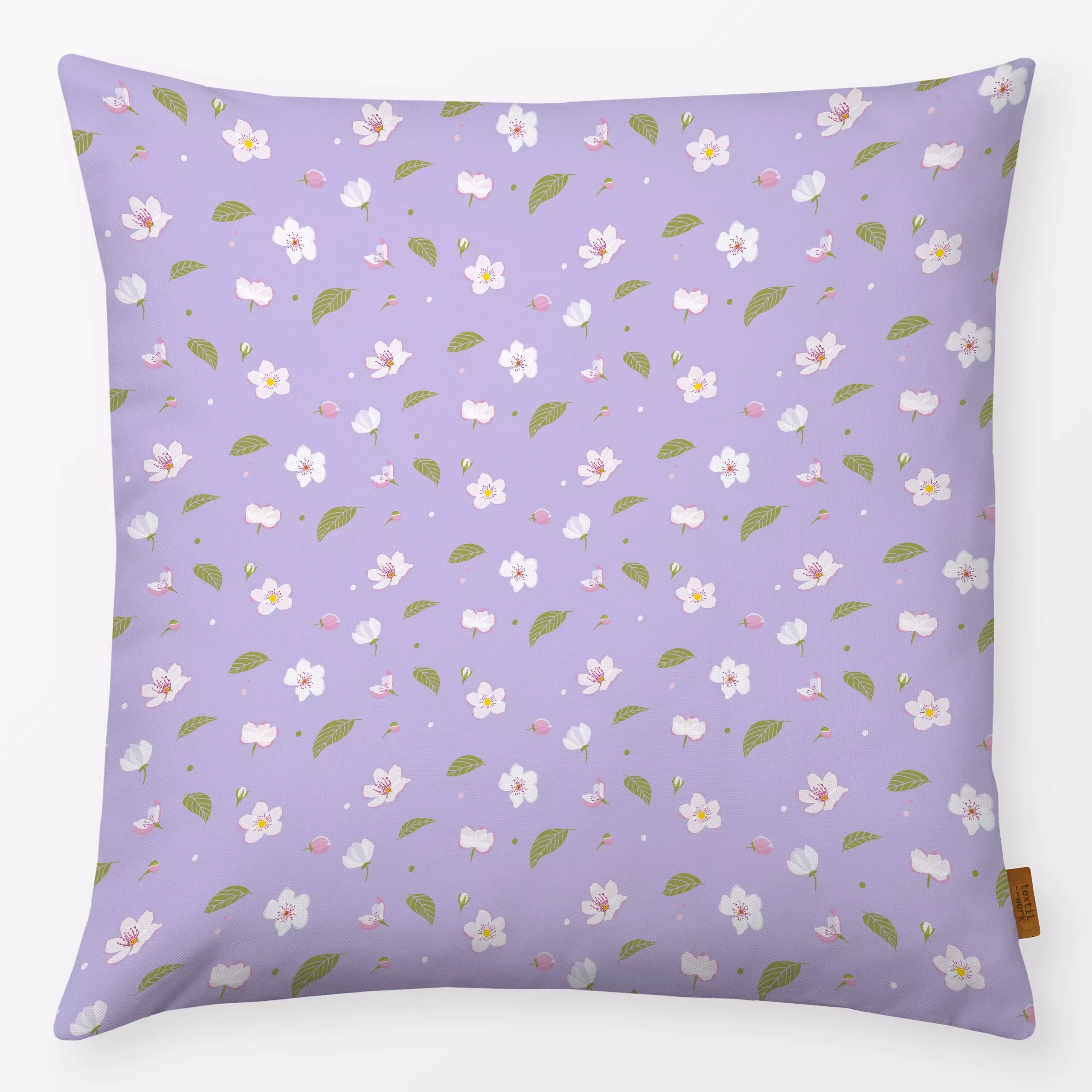 Kissen Kirschblüten Muster lila - Blumen & Florales, Frühling, Symbole & Muster, Ostern - von „Carolin Vonhoff"; Muster, ros...