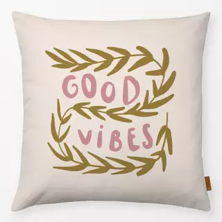 Kissen Leaf Good Vibes altrosa