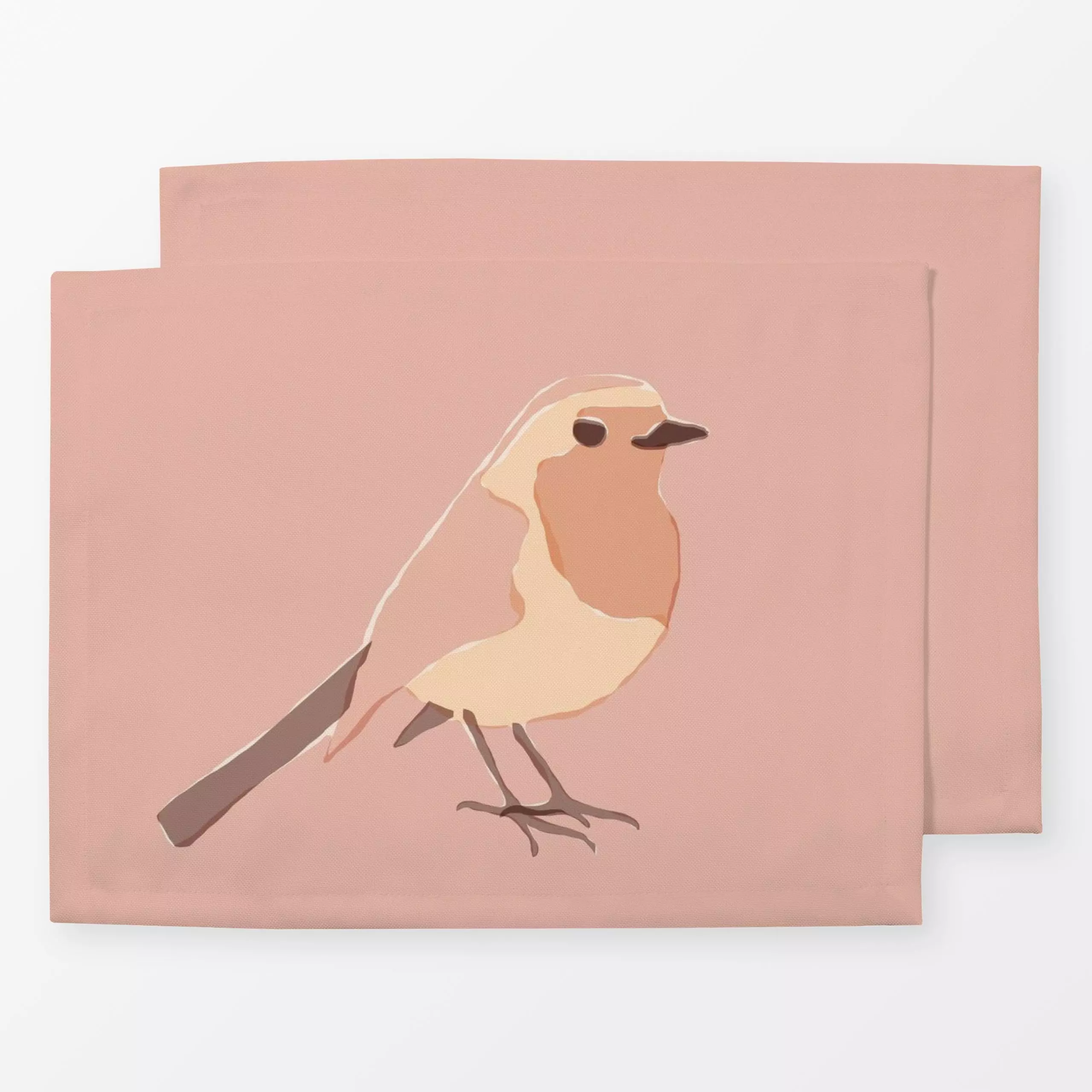Tischset Rotkehlchen - Herbst, Tiere - von „Andrea Liesert"; Natur, minimal, rosa, Wald, Hygge, Vogel, Rotkehlchen, Waldtiere