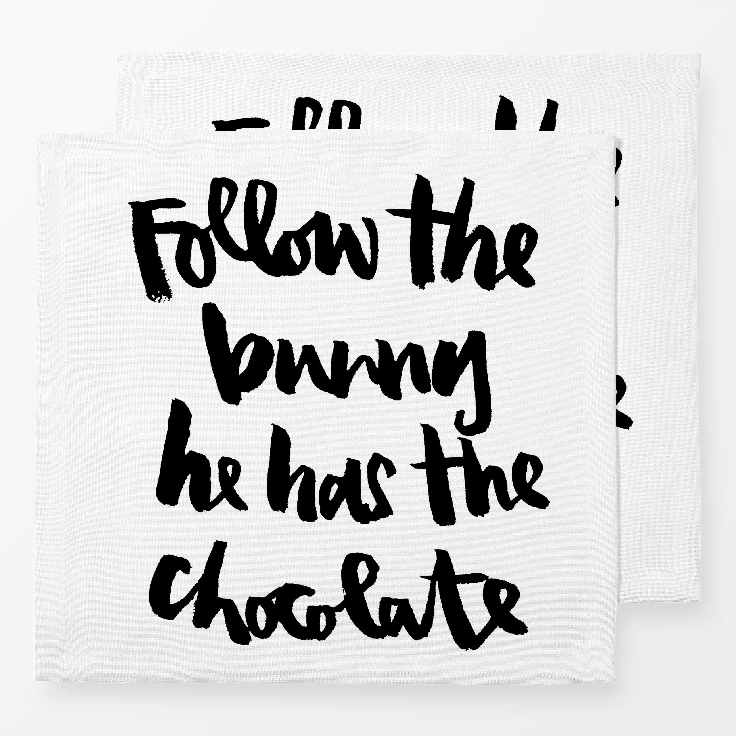 Servietten Follow the bunny - Frühling, Sprüche & Schriftzüge - von „brushmeetspaper"; Ostern, Osterhase, typografie, Letter...