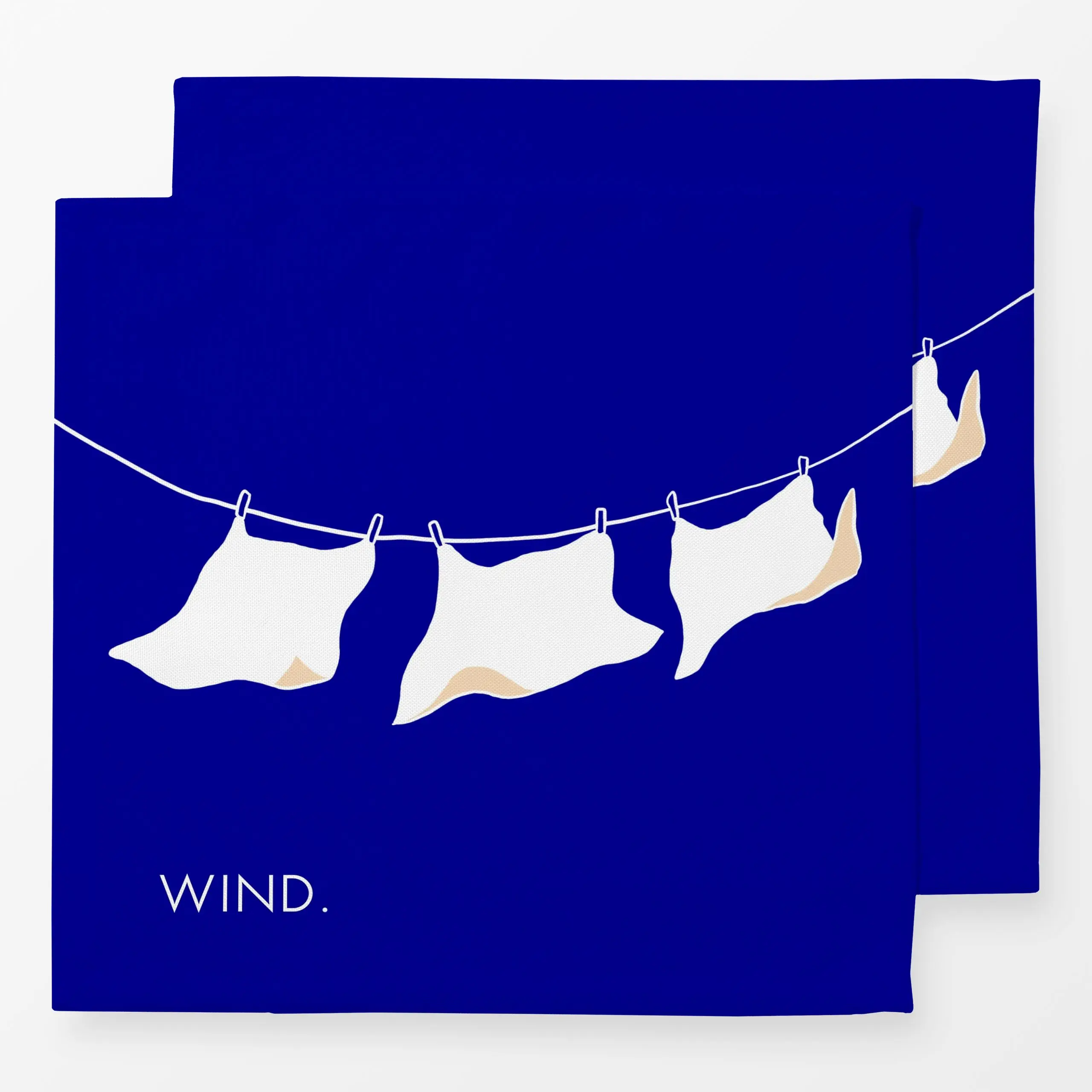 Servietten Santorini Windy Laundry Line - Sommer, Reise - von „By Anna Sienna"; blau, Wind, Waschleine, Waschen, windig