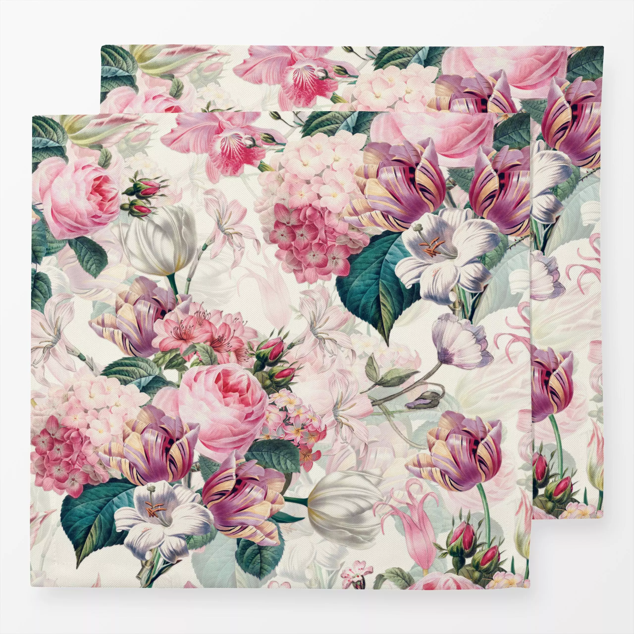 Servietten Antique Redouté Rosen - Blumen & Florales, Retro & Vintage - von „Uta Naumann“; boho, Muster, Blumen, Rosen, Blüt...