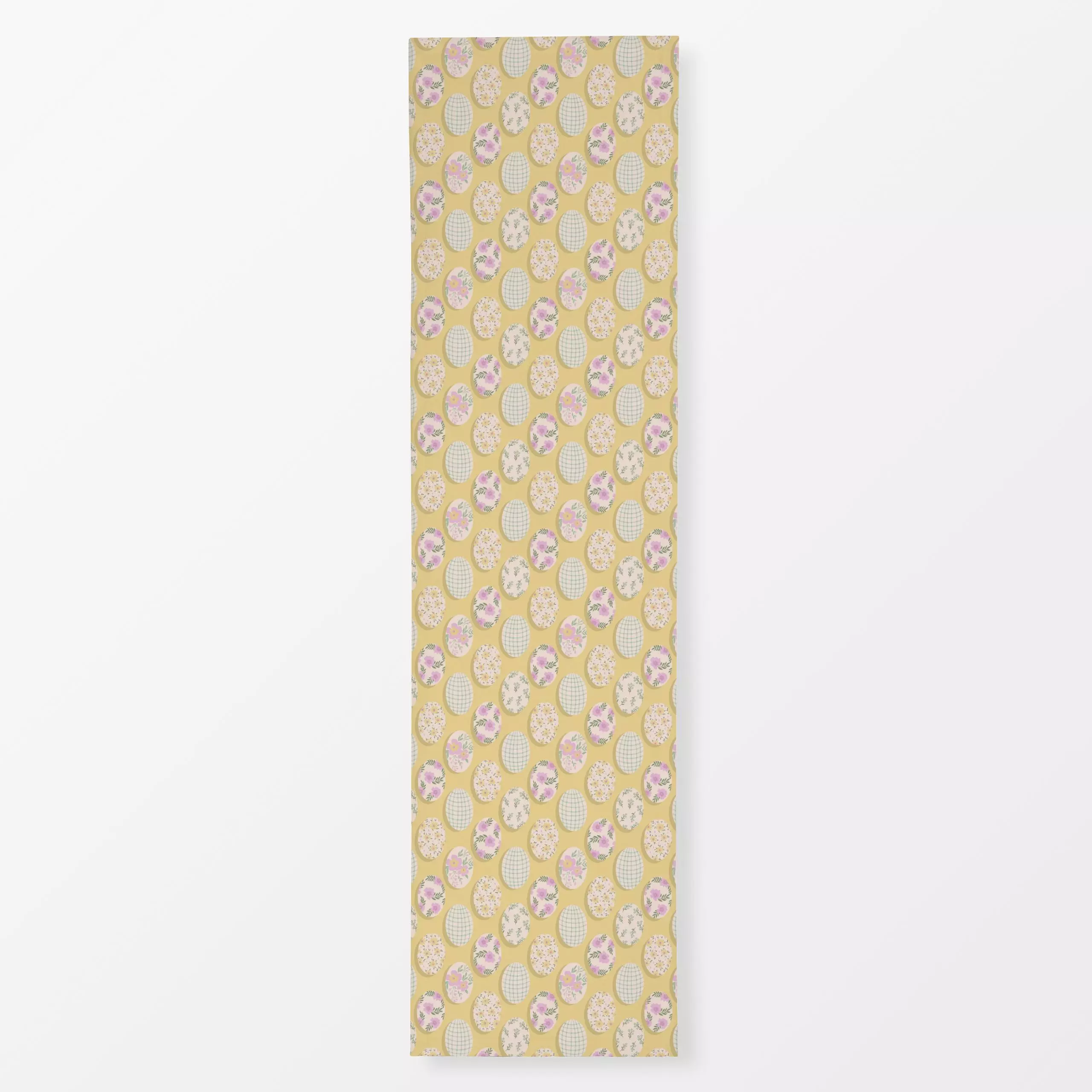 Tischläufer Gemalte Ostereier Gelb, Blumen, Ostern, von DEINKI Studio