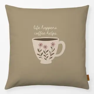 Kissen Tasse Kaffee beige