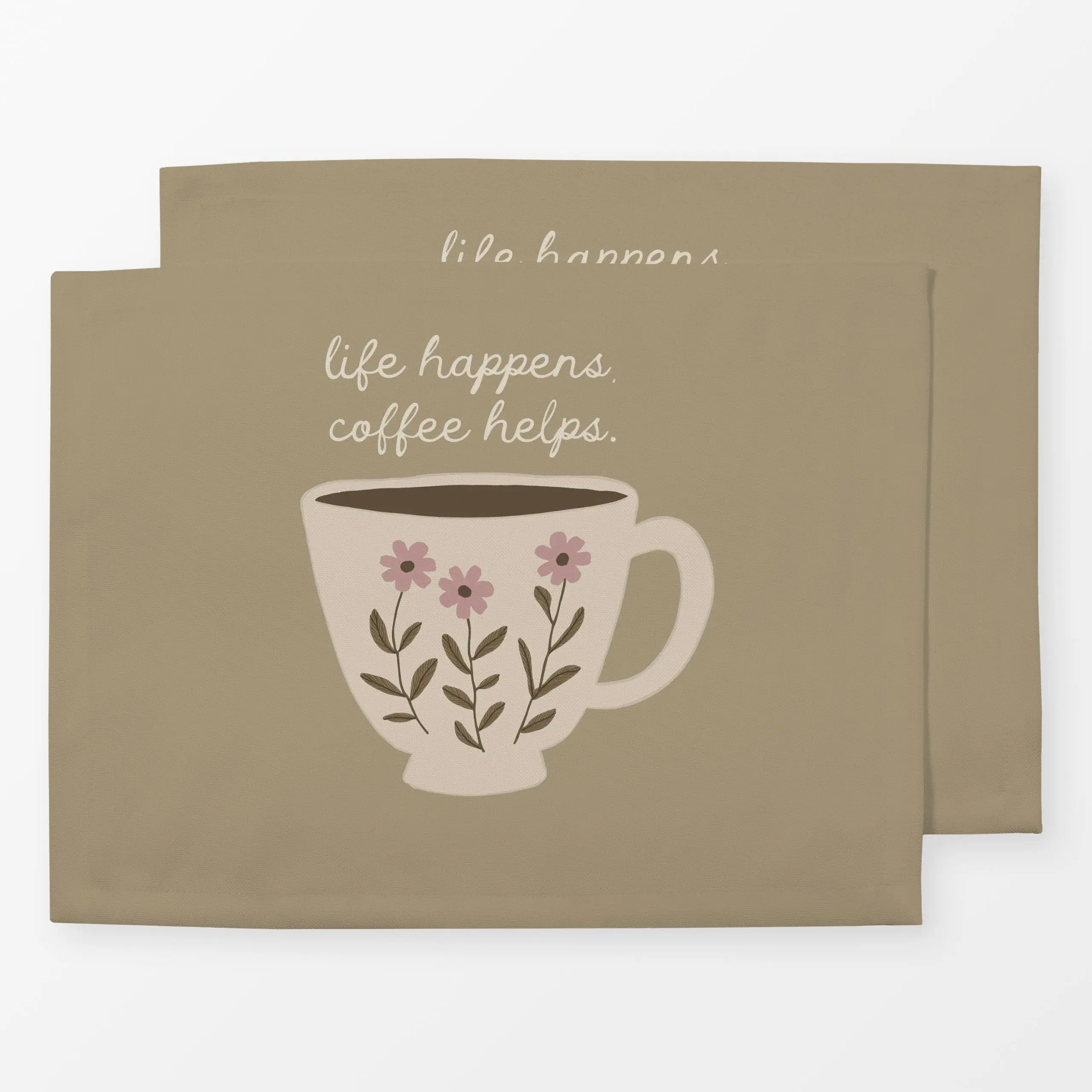 Tischset Tasse Kaffee beige, Spruch, Essen & Trinken, Frühling, von Studio Kesse x petitsourirdesign