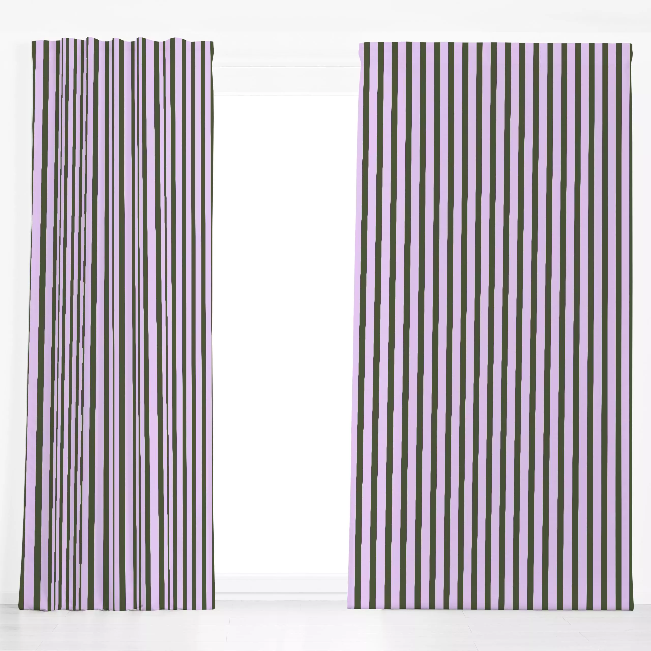 Dekovorhang Bold Stripes lilac green - Herbst, Symbole & Muster - von „Karen Menzenbach"; Muster, Streifen, grafisch, bunt, ...