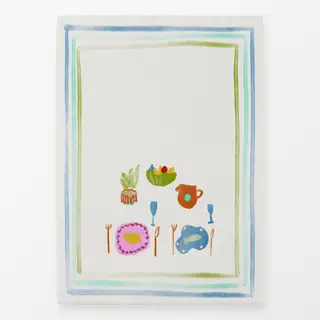 Geschirrtücher Tischszene Kreide