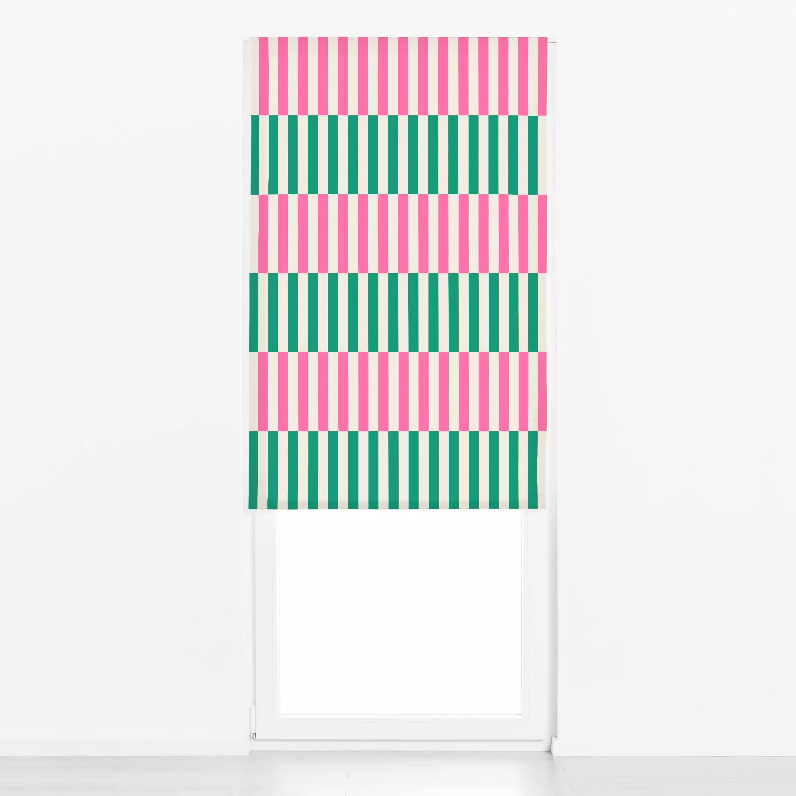Raffrollo Stripes Checks Pink Green - Sommer, Symbole & Muster - von „textilwerk"; Illustration, Sommer, trend, pink, bunt, ...
