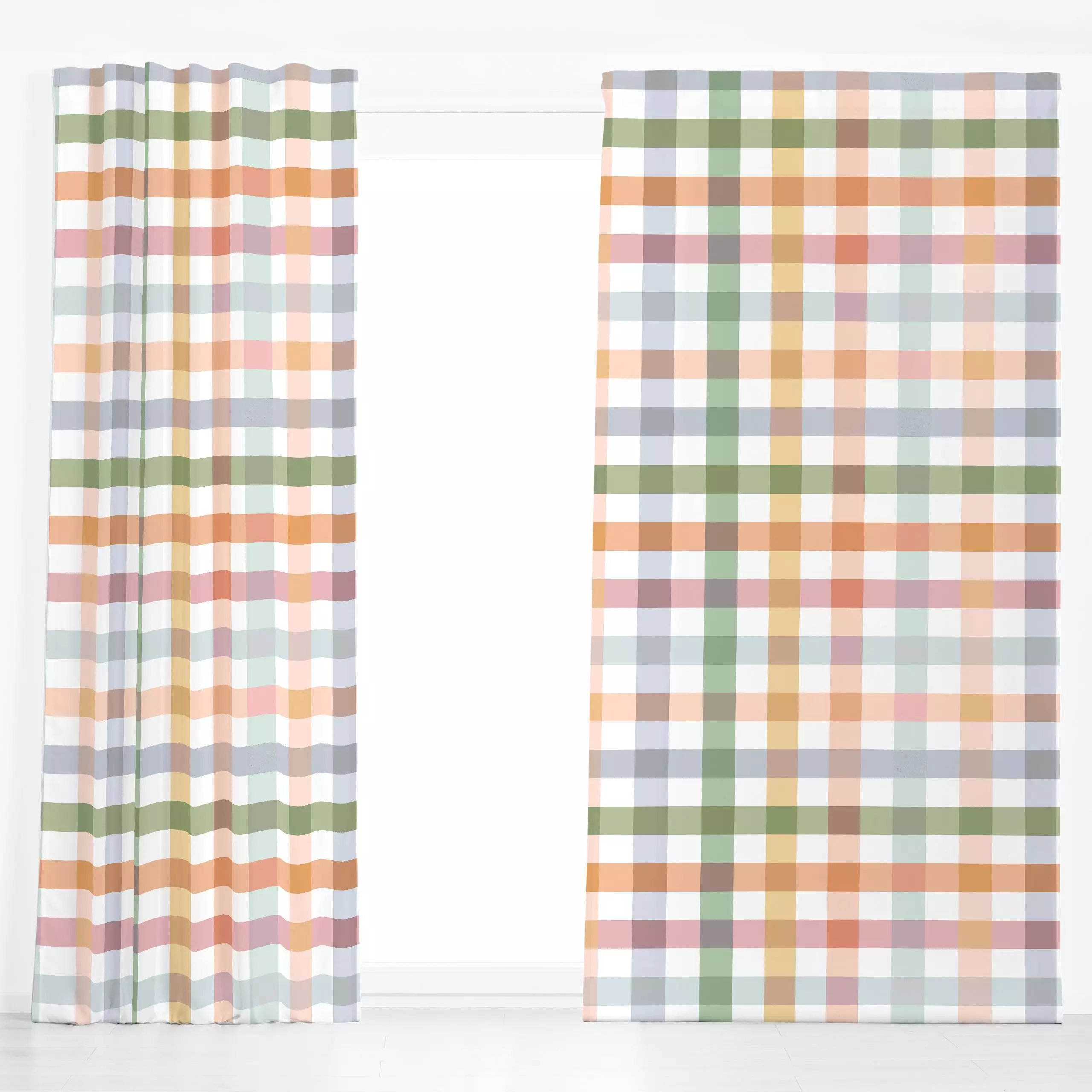 Dekovorhang Gingham Picnic Countryside - Frühling, Sommer, Symbole & Muster - von „Ninola Design "; Streifen, Geometrisch, S...