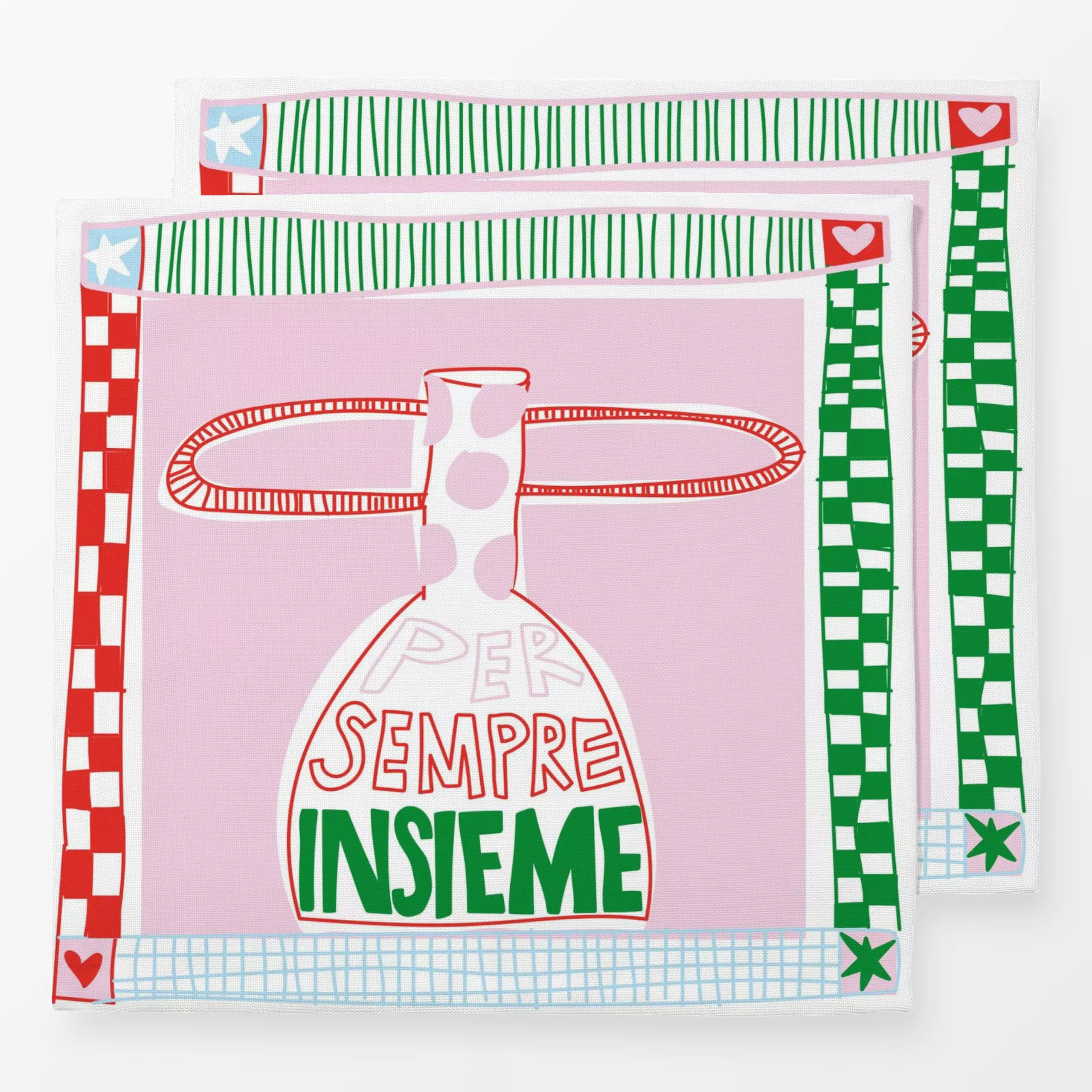 Servietten Per sempre - Sprüche & Schriftzüge, Symbole & Muster - von „brushmeetspaper"; Liebeszitate, Paare, Vase, Italien,...