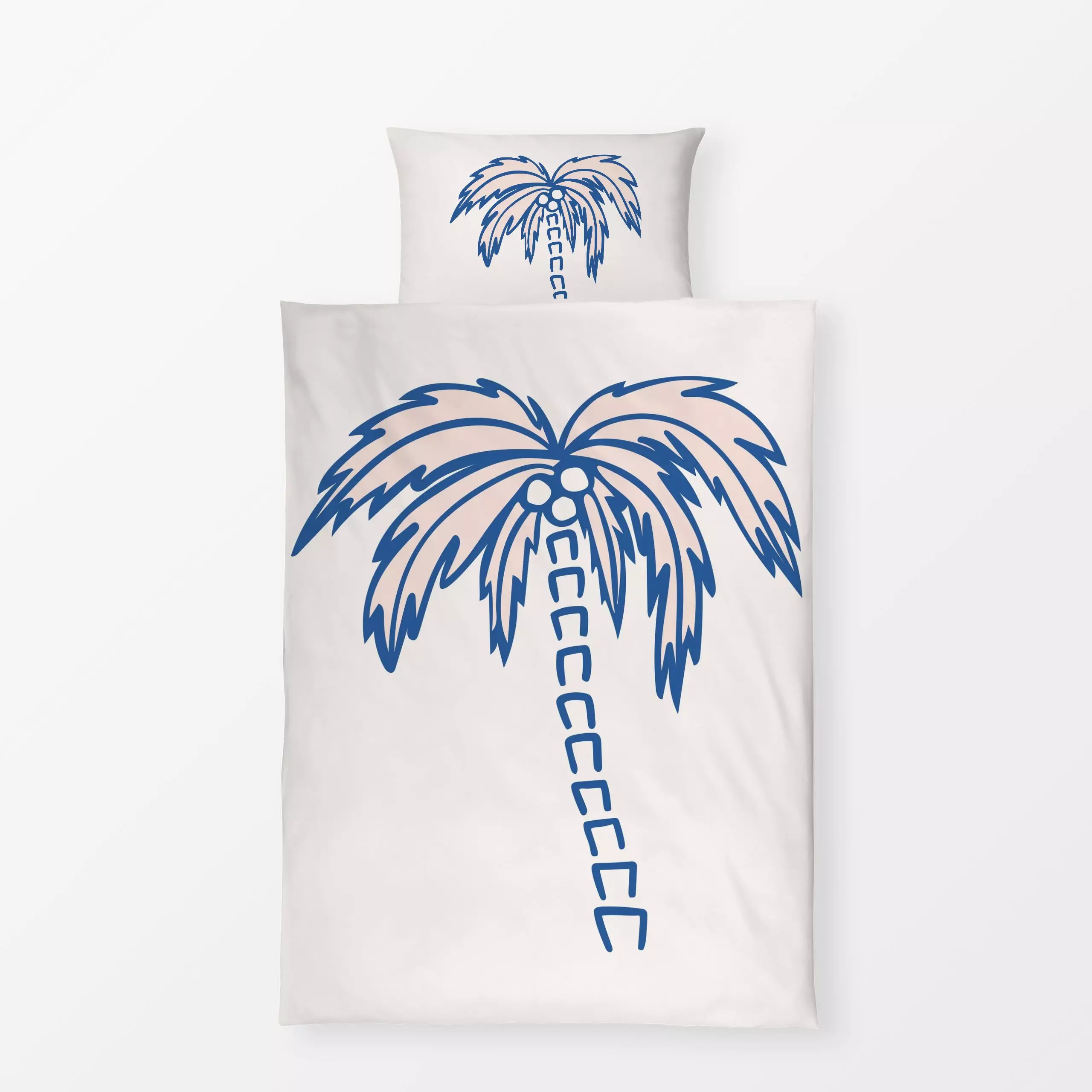 Bettwäsche Palme beige blau Wendekissen - Sommer, Symbole & Muster, Pflanzen & Botanik - von „Kathrin Woo"; Palmen, tropisch...