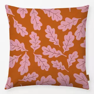 Kissen Eichelblätter orange pink
