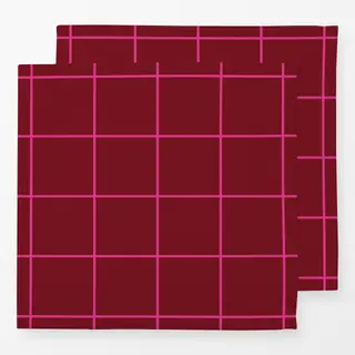 Servietten Love Karo weinrot pink