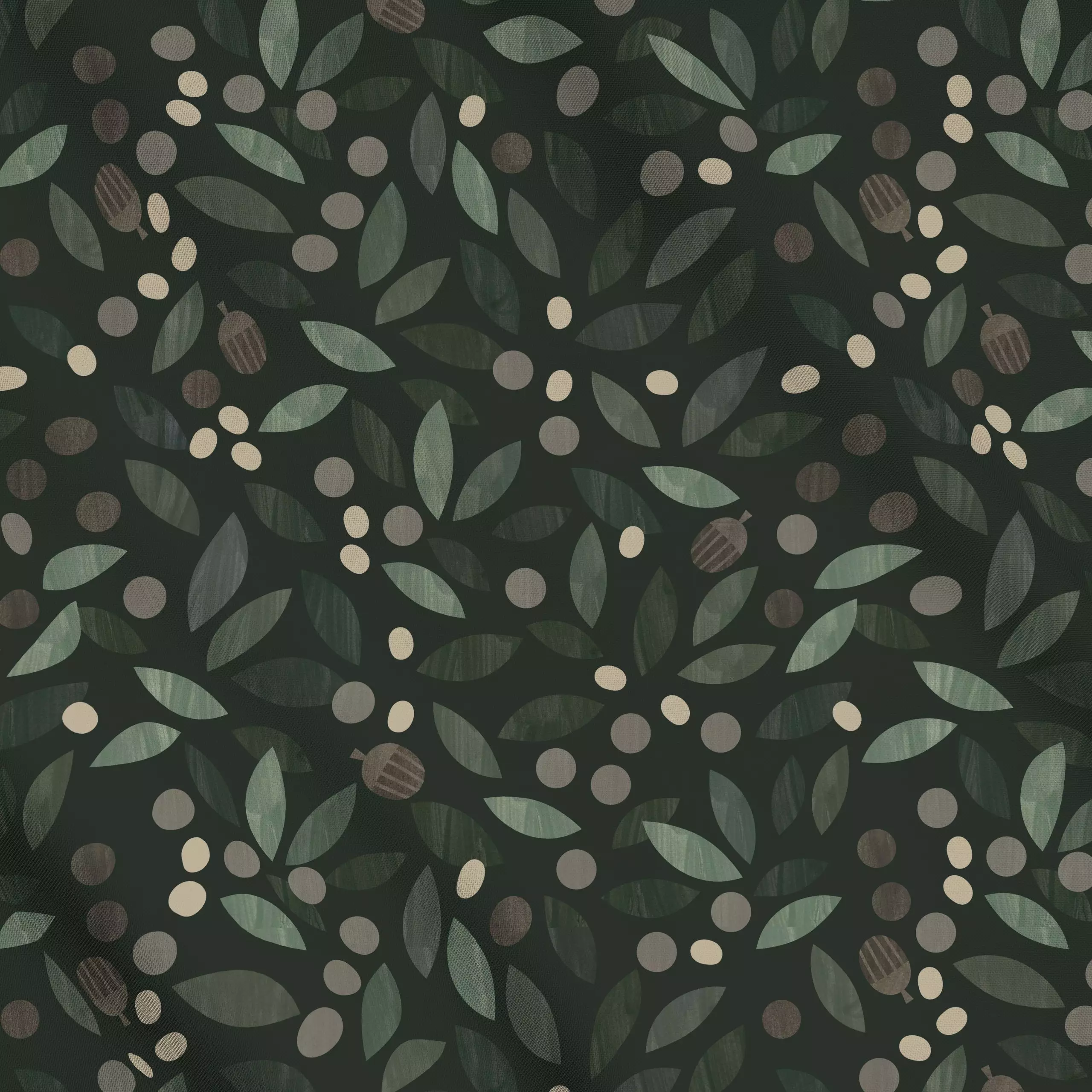 Meterware Leaves - Blumen & Florales, Winter, Pflanzen & Botanik - von „Carole Aufranc"; Muster, Blatt, Punkte, Blätter, Bot...