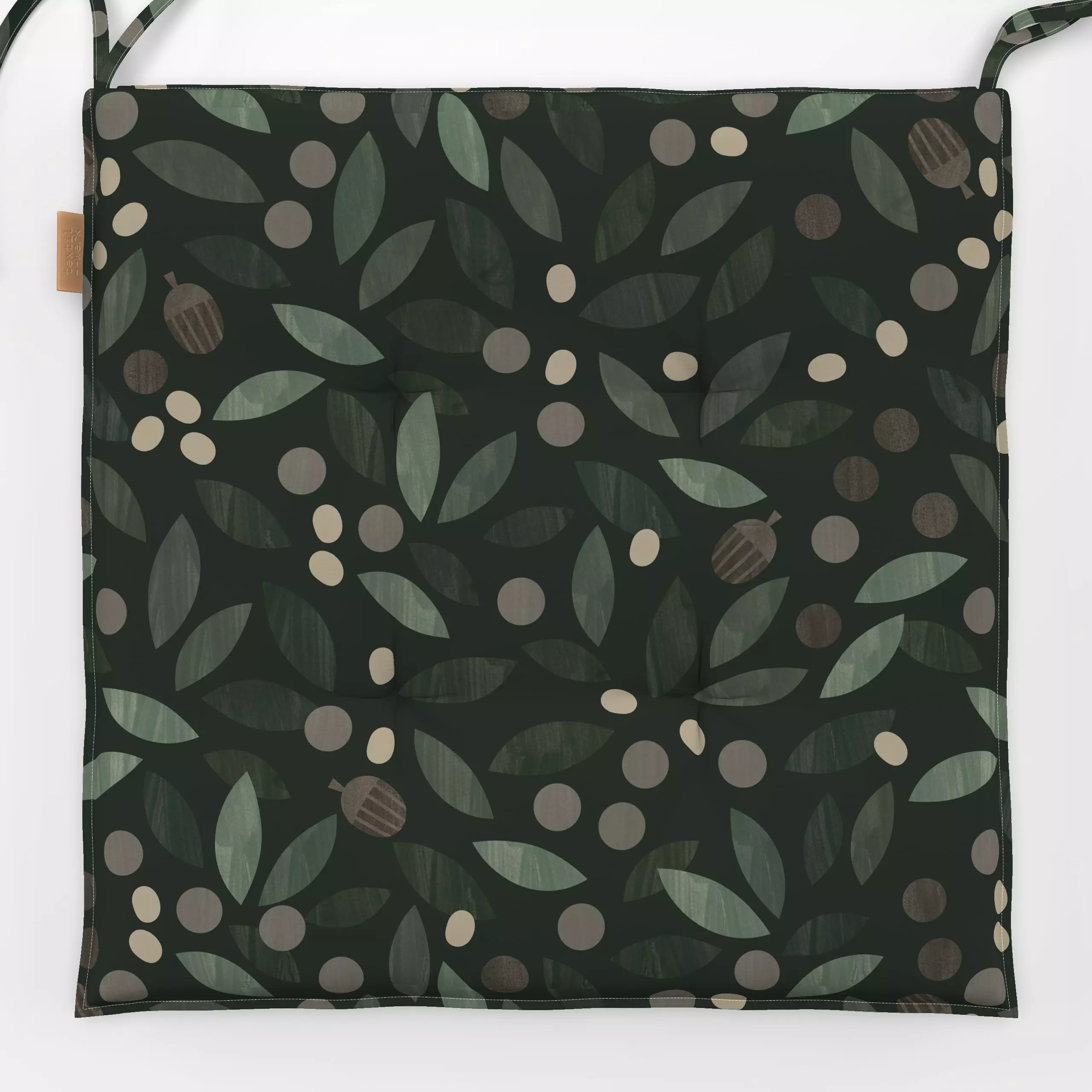 Sitzkissen Leaves - Blumen & Florales, Winter, Pflanzen & Botanik - von „Carole Aufranc"; Muster, Blatt, Punkte, Blätter, Bo...