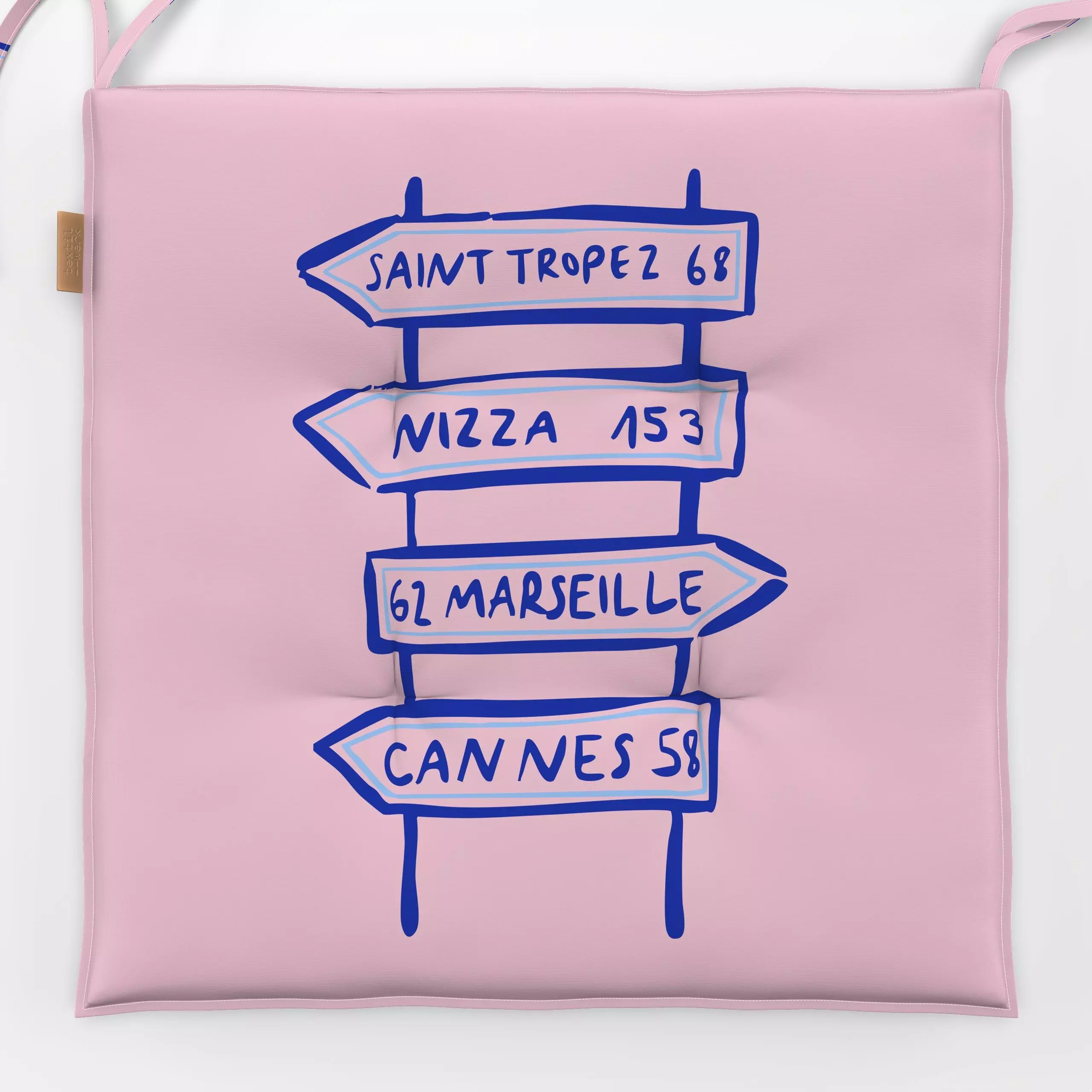 Sitzkissen Côte d’Azur - Sommer, Sprüche & Schriftzüge, Reise - von „moDeern Design Studio"; Strand, Urlaub, Frankreich, som...