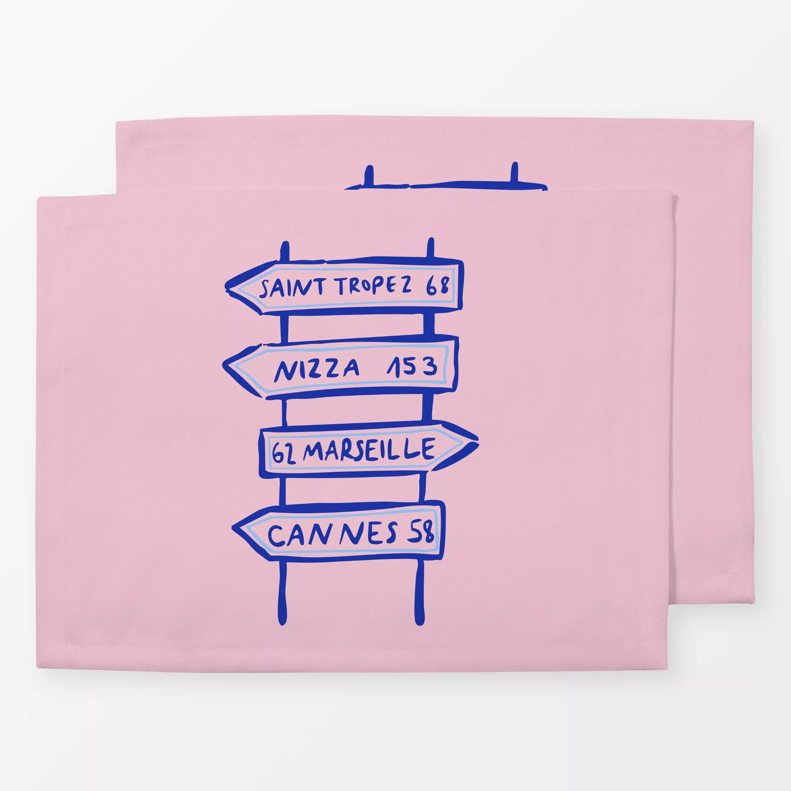 Tischset Côte d’Azur - Sommer, Sprüche & Schriftzüge, Reise - von „moDeern Design Studio"; Strand, Urlaub, Frankreich, somme...