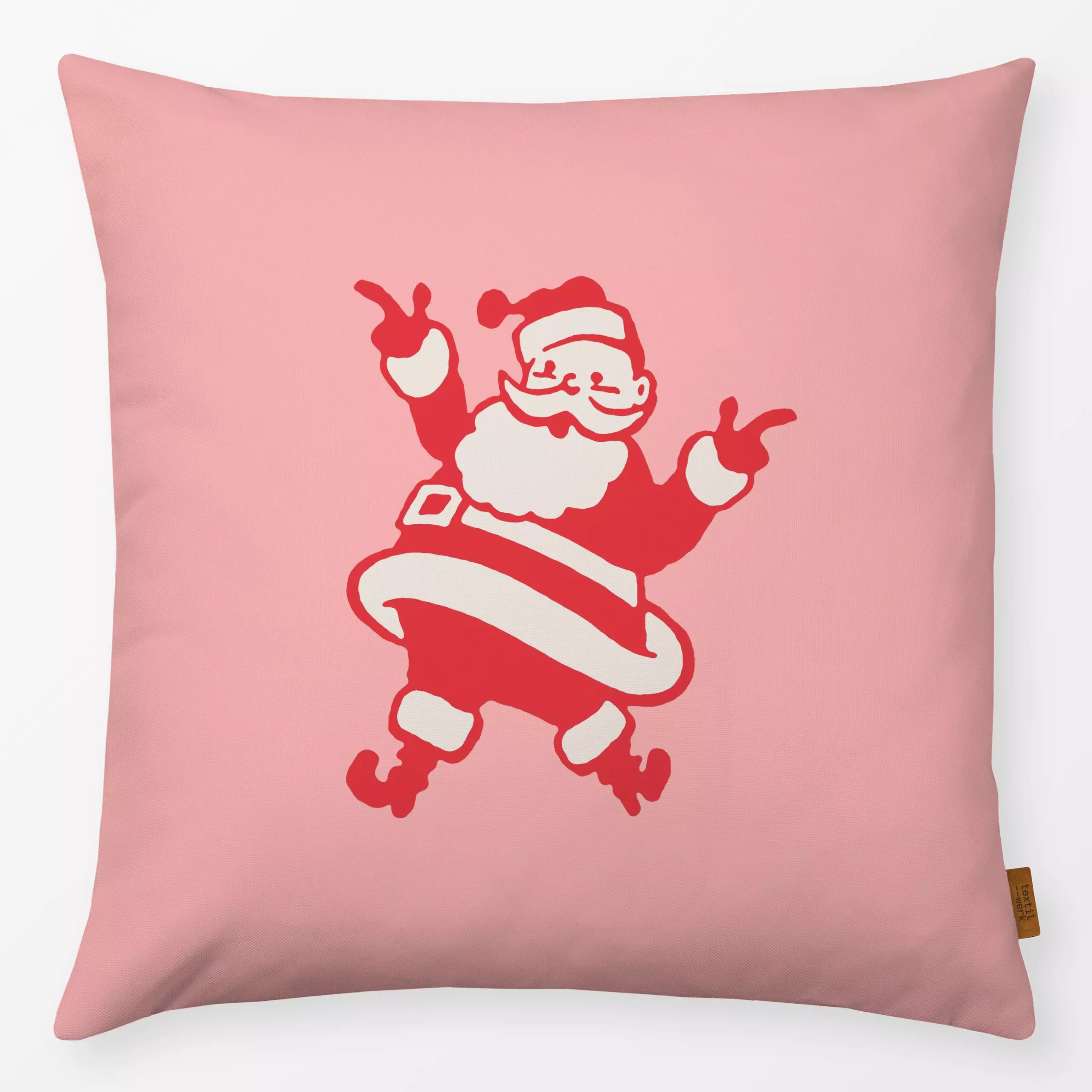 Kissen Big Santa Claus rosa - Weihnachten, Winter, Anlässe - von „Studio Kesse"; Merry Christmas, Weihnachtsmann, Weihnachte...