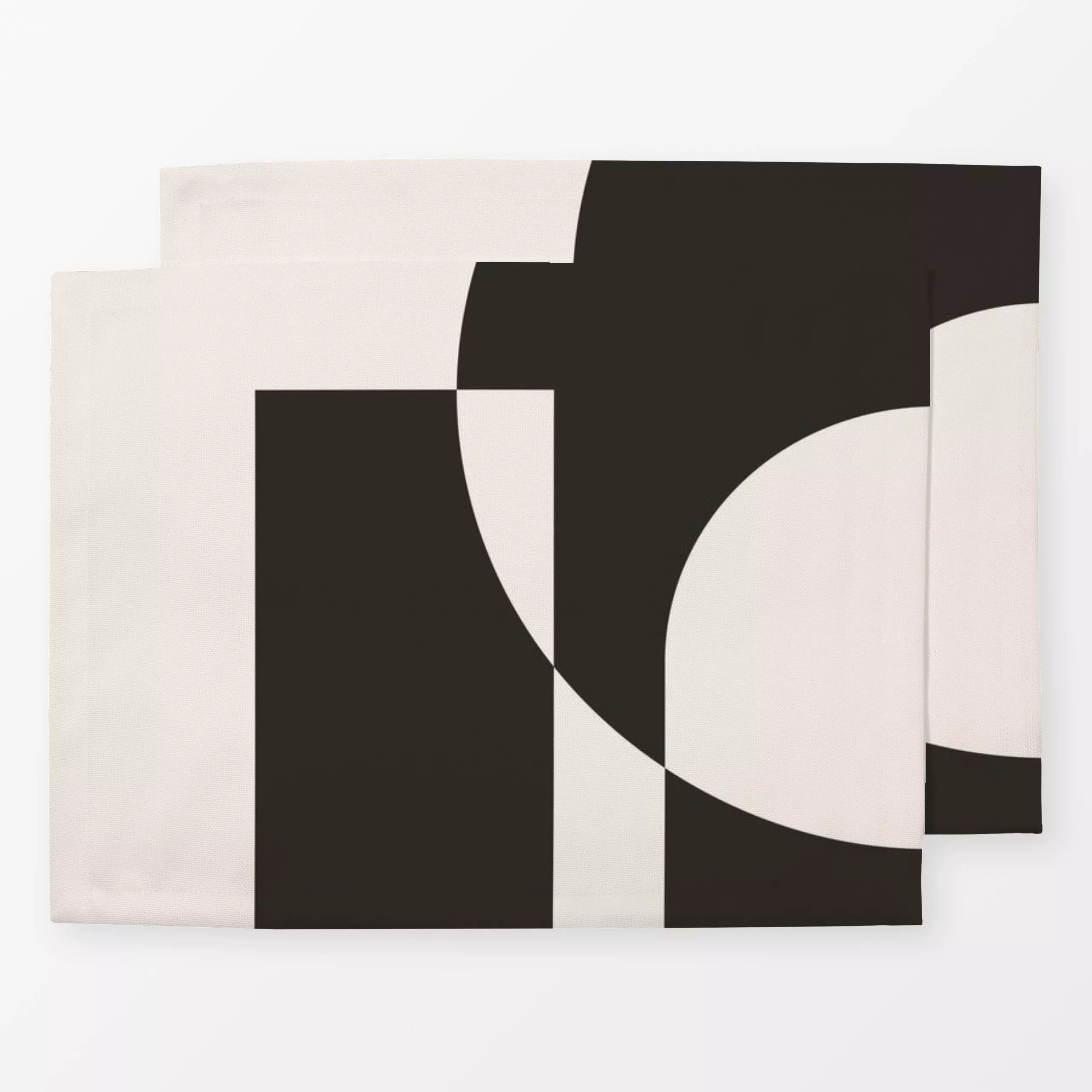 Tischset Geomeform 02 Black&White - Symbole & Muster - von „BOUDOIR BOBO"; schwarz, abstrakt, Geometrisch, formen, Weiss, ro...