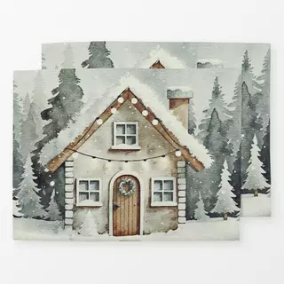 Tischset Cozy XMas Haus im Wald