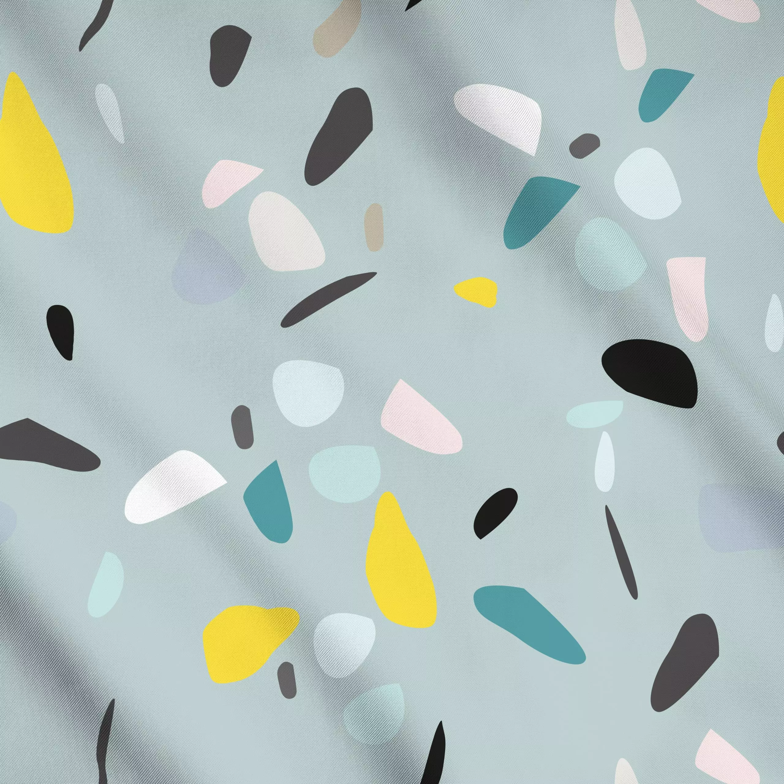 Meterware Terrazzo mint - Symbole & Muster - von „Katrin Graff"; Punkte, altrosa, graphisch, Geometrisch, Terrazzo, gelb, Fo...