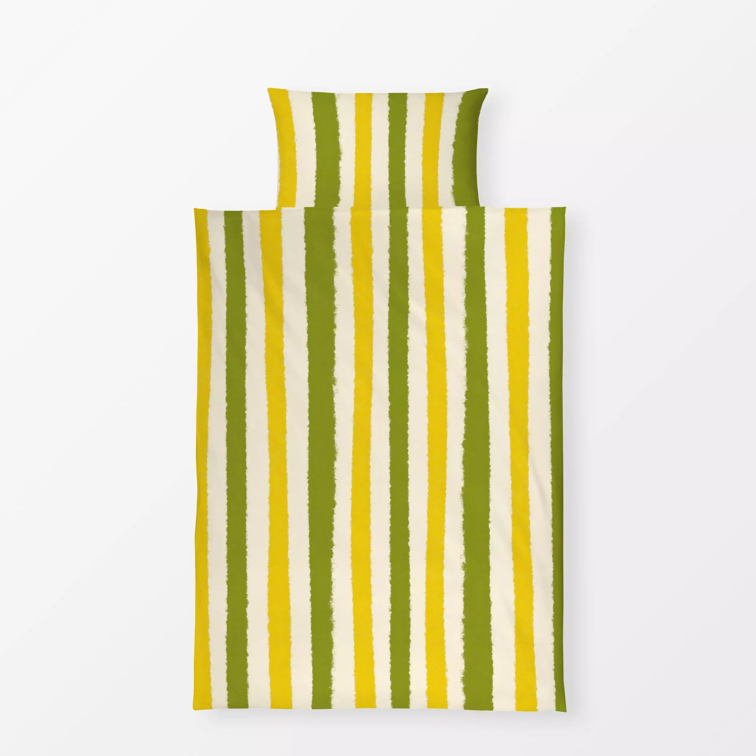 Bettwäsche Streifen Olive & Zitrone - Symbole & Muster, Reise - von „Studio Dolci"; Streifen, Zitrone, Sommer, gelb, Italien...