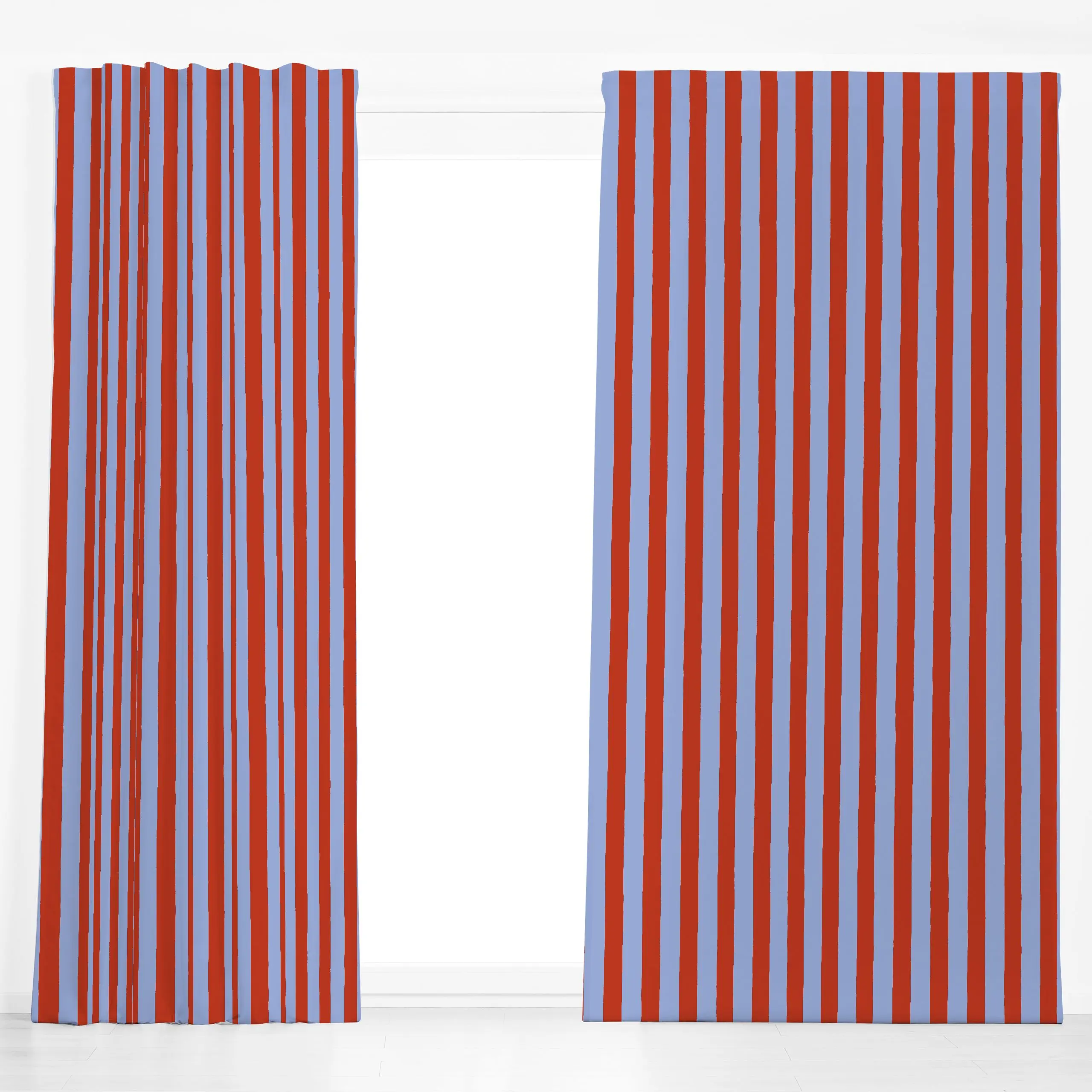 Dekovorhang Streifen blau rot - Frühling, Sommer, Symbole & Muster - von „Studio Kesse"; Streifen, minimalistisch, Fruehling...