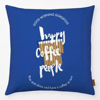 Kissen Happy Coffee People blau