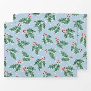 Tischset tossed holly - green and blue