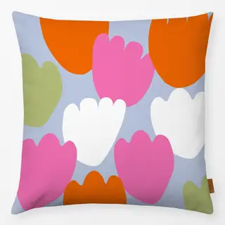 Kissen Große Tulpen Bunt Auf blau