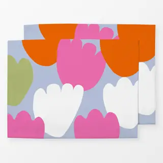 Tischset Große Tulpen Bunt Auf blau