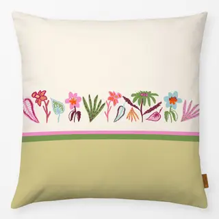 Kissen Blumenstreifen Grün
