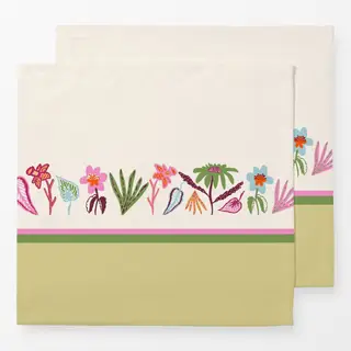 Servietten Blumenstreifen Grün