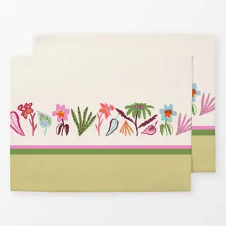 Tischset Blumenstreifen Grün