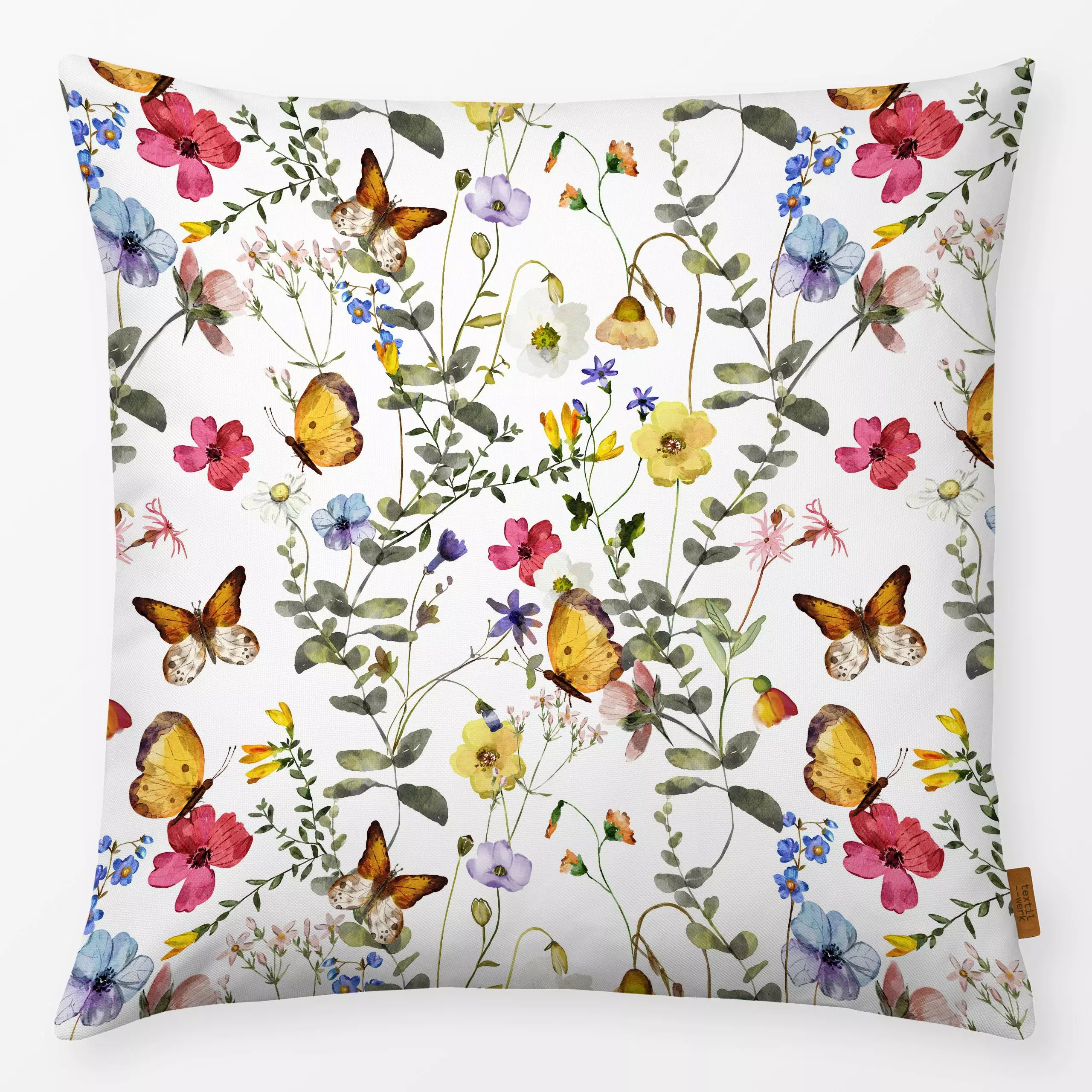 Kissen Sommer Wiese 10 - Blumen & Florales, Retro & Vintage - von „Uta Naumann"; Muster, Wasserfarben, Natur, skandinavisch,...