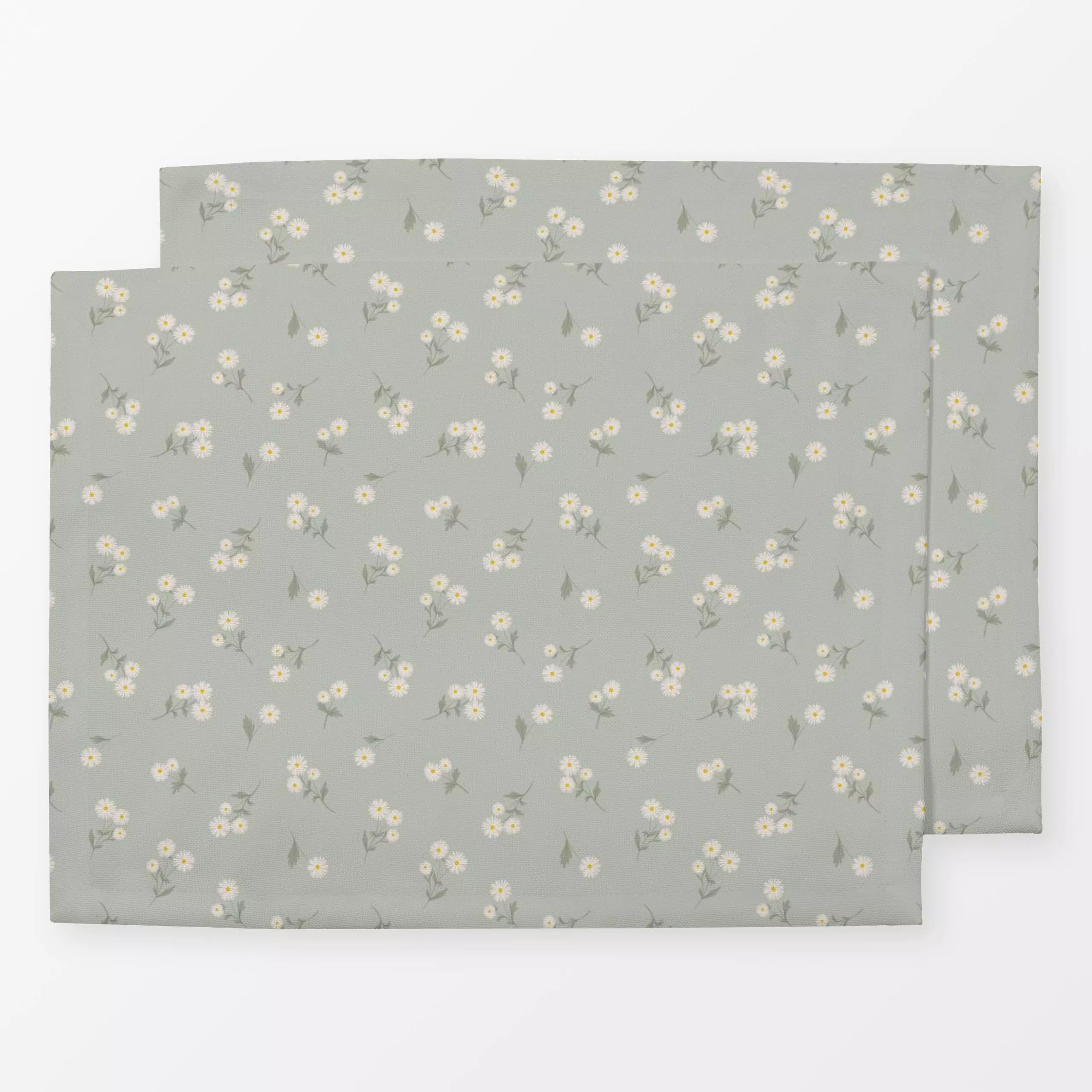 Tischset Gänseblümchen Hellgrün, Blumen, gemustert, von DEINKI Studio