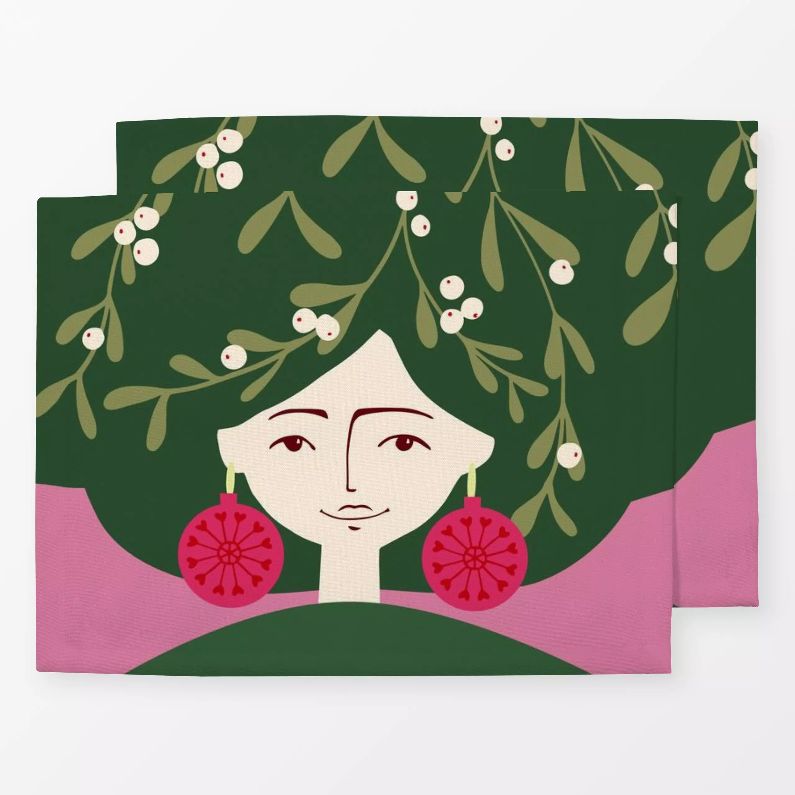 Tischset Mistelnmädchen - Weihnachten - von „Andrea Liesert"; Merry Christmas, Weihnachten, Mistelzweig, geschenkidee, Sofak...