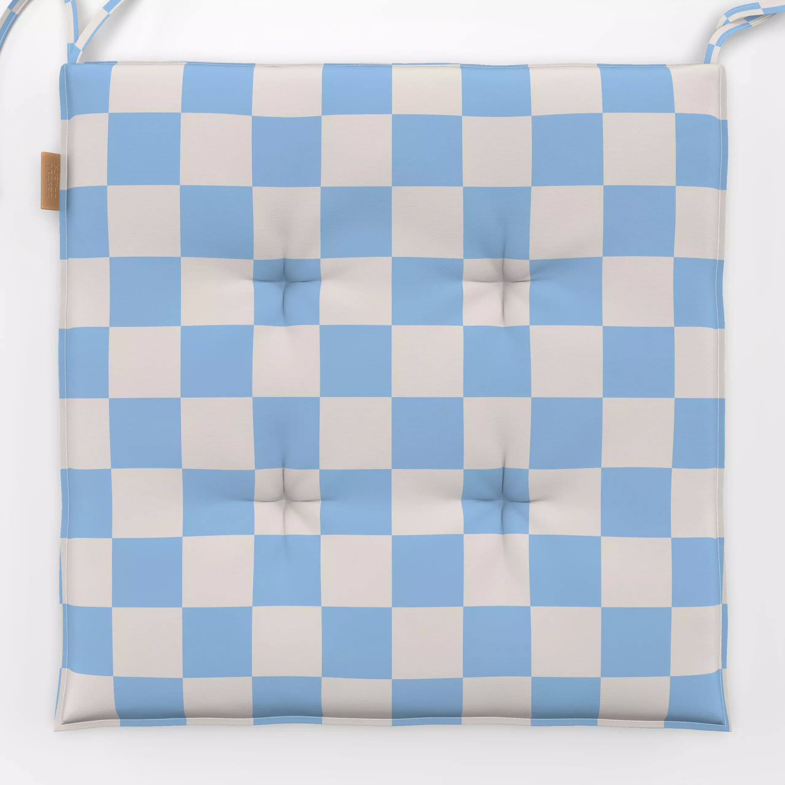 Sitzkissen Checks Babyblau - Symbole & Muster - von „textilwerk"; Illustration, skandinavisch, beige, minimalistisch, textil...