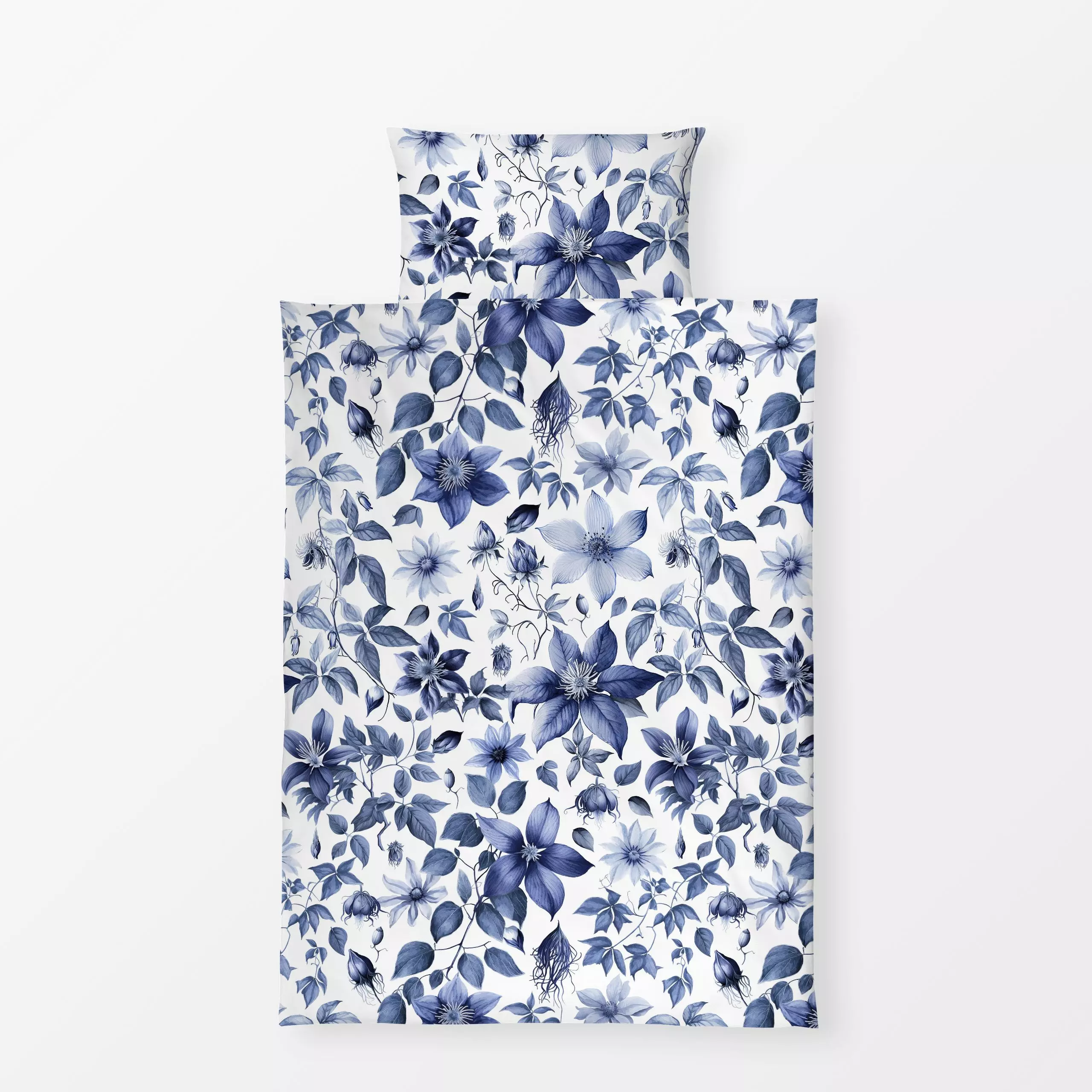 Bettwäsche Charming Clematis blue - Blumen & Florales, Frühling, Pflanzen & Botanik - von „Andrea Haase"; Natur, Blumen, flo...